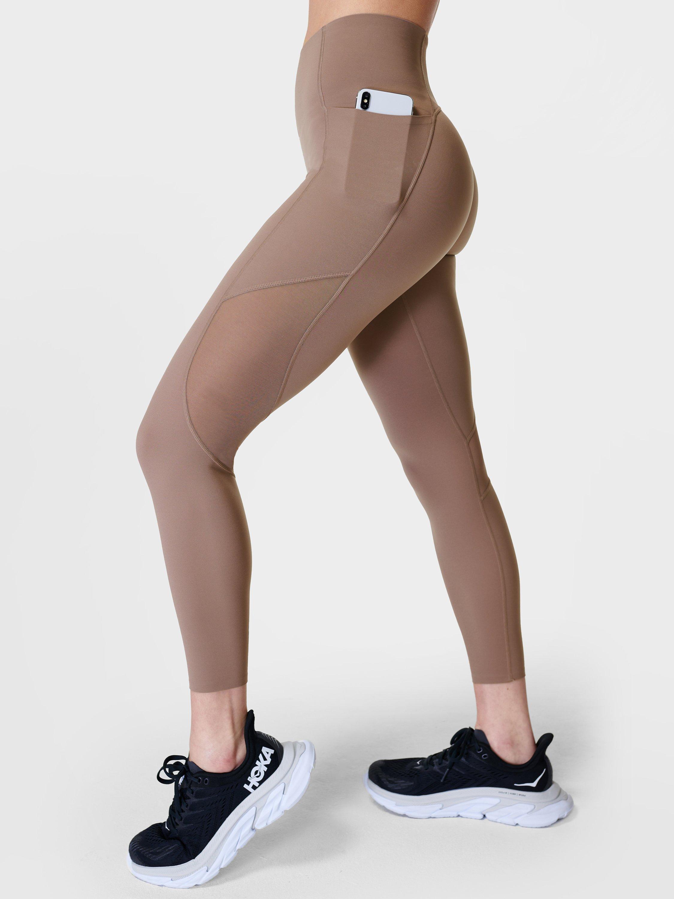 Sweaty Betty Aerial Power UltraSculpt High-Waisted 7/8 Gym Leggings, Obsidian Brown