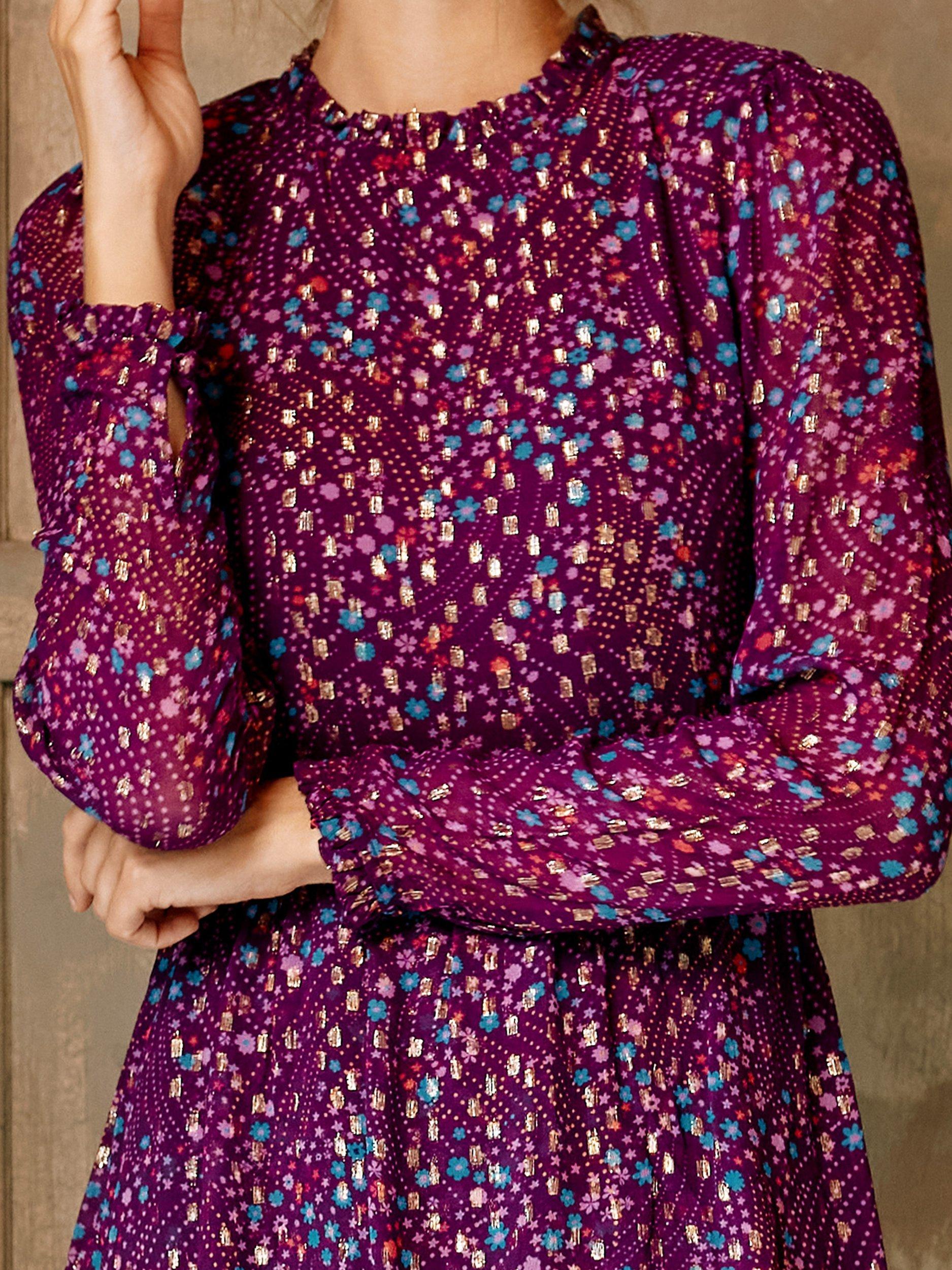 Product image 3 of 9, which shows Aspiga Hettie Midi Dress, Purple/Multi, XXS