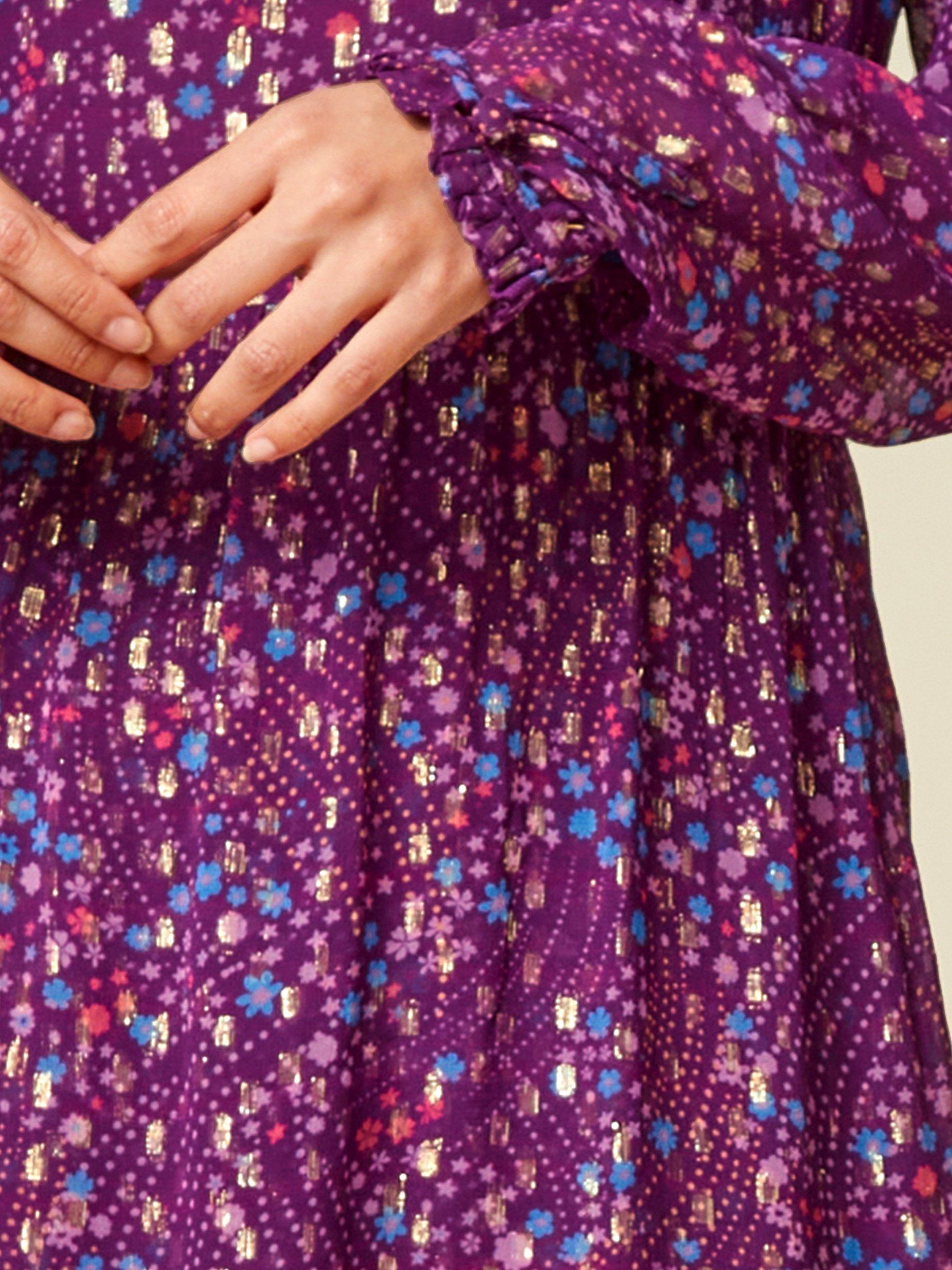 Product image 5 of 9, which shows Aspiga Hettie Midi Dress, Purple/Multi, XXS