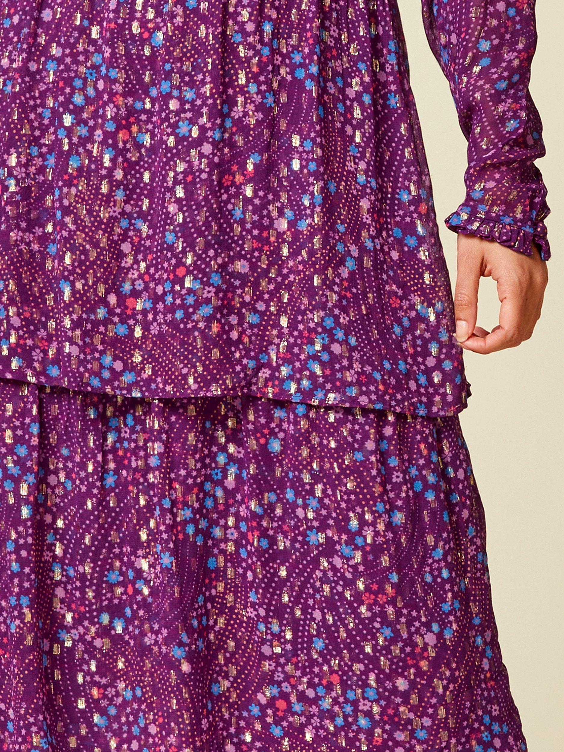 Product image 6 of 9, which shows Aspiga Hettie Midi Dress, Purple/Multi, XXS
