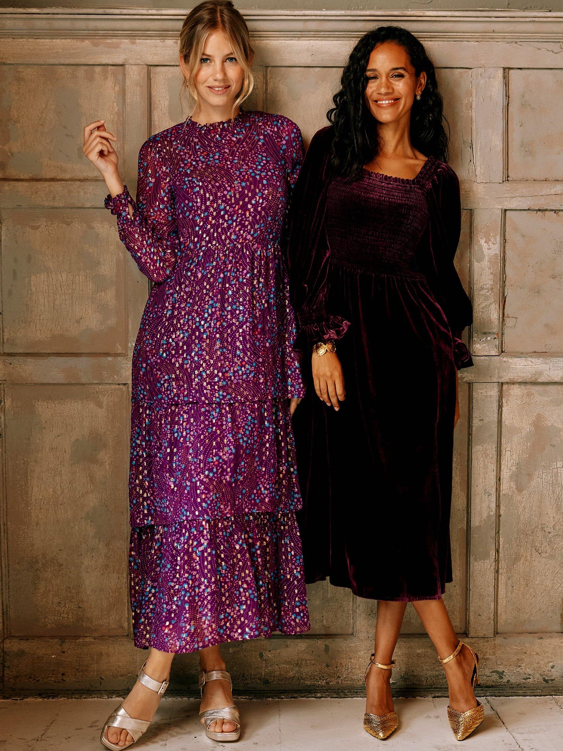 Product image 8 of 9, which shows Aspiga Hettie Midi Dress, Purple/Multi, XXS