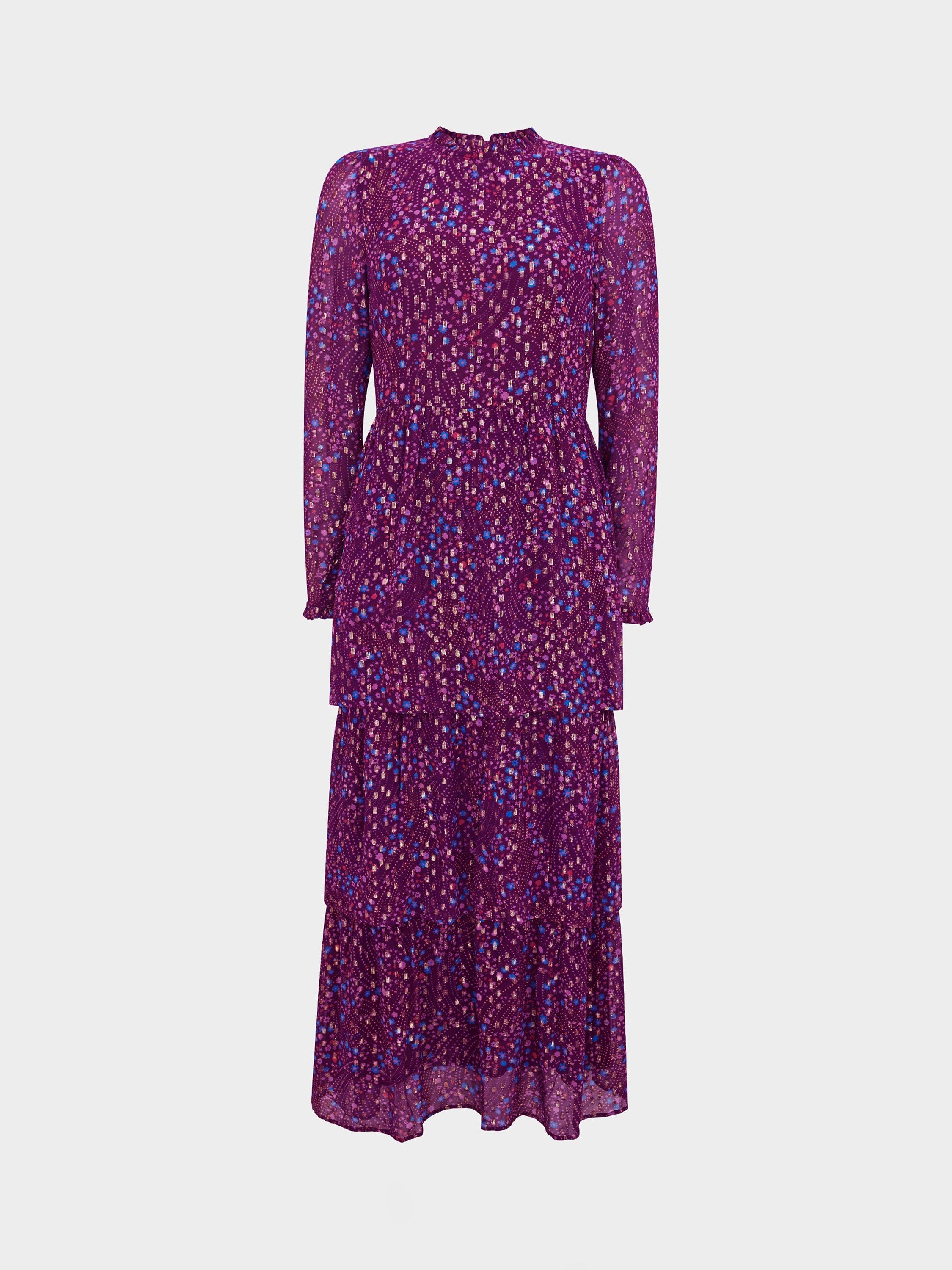 Product image 9 of 9, which shows Aspiga Hettie Midi Dress, Purple/Multi, XXS
