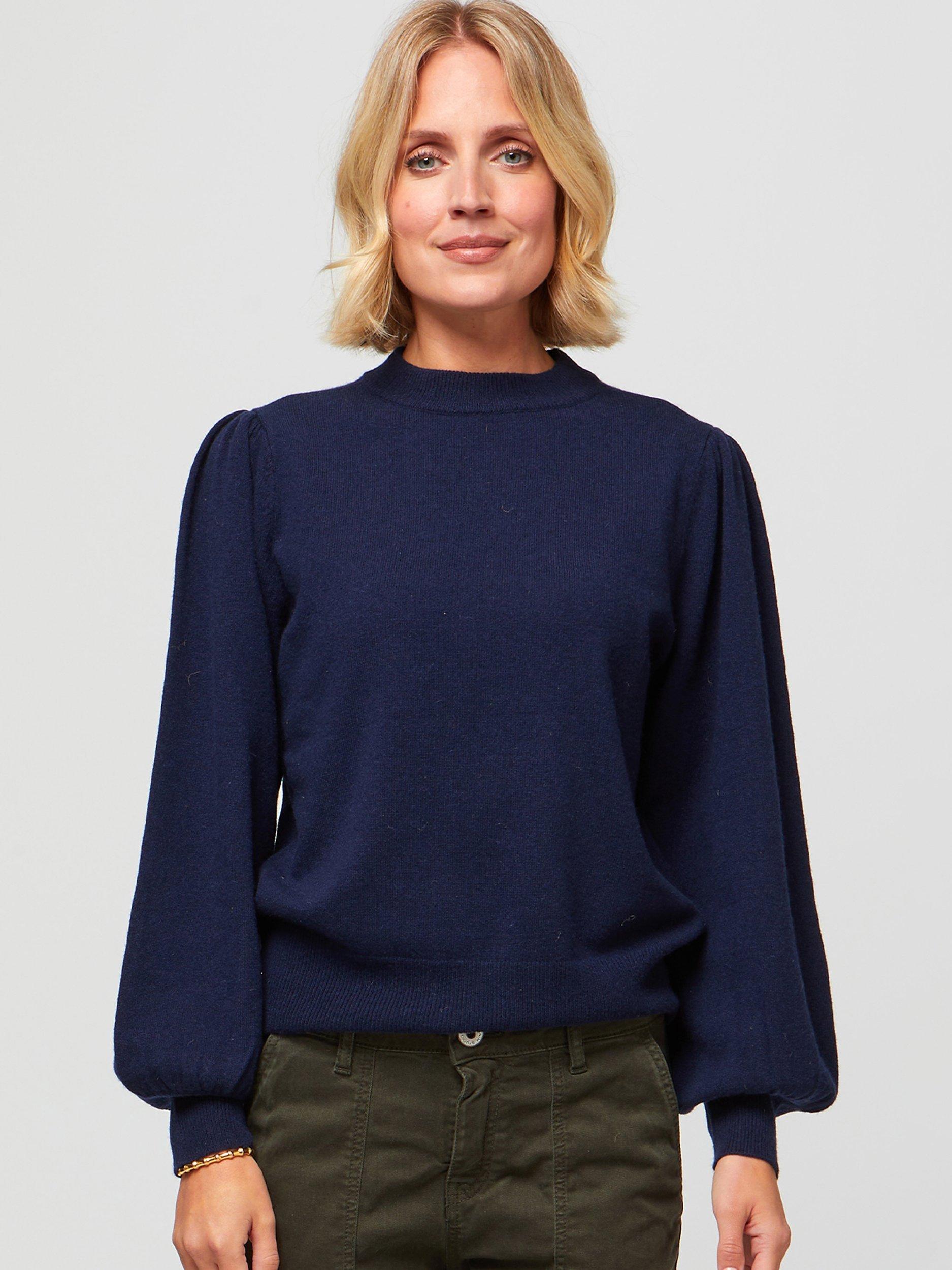 Product image 1 of 7, which shows Aspiga Merino Cashmere Jumper, Navy, XS