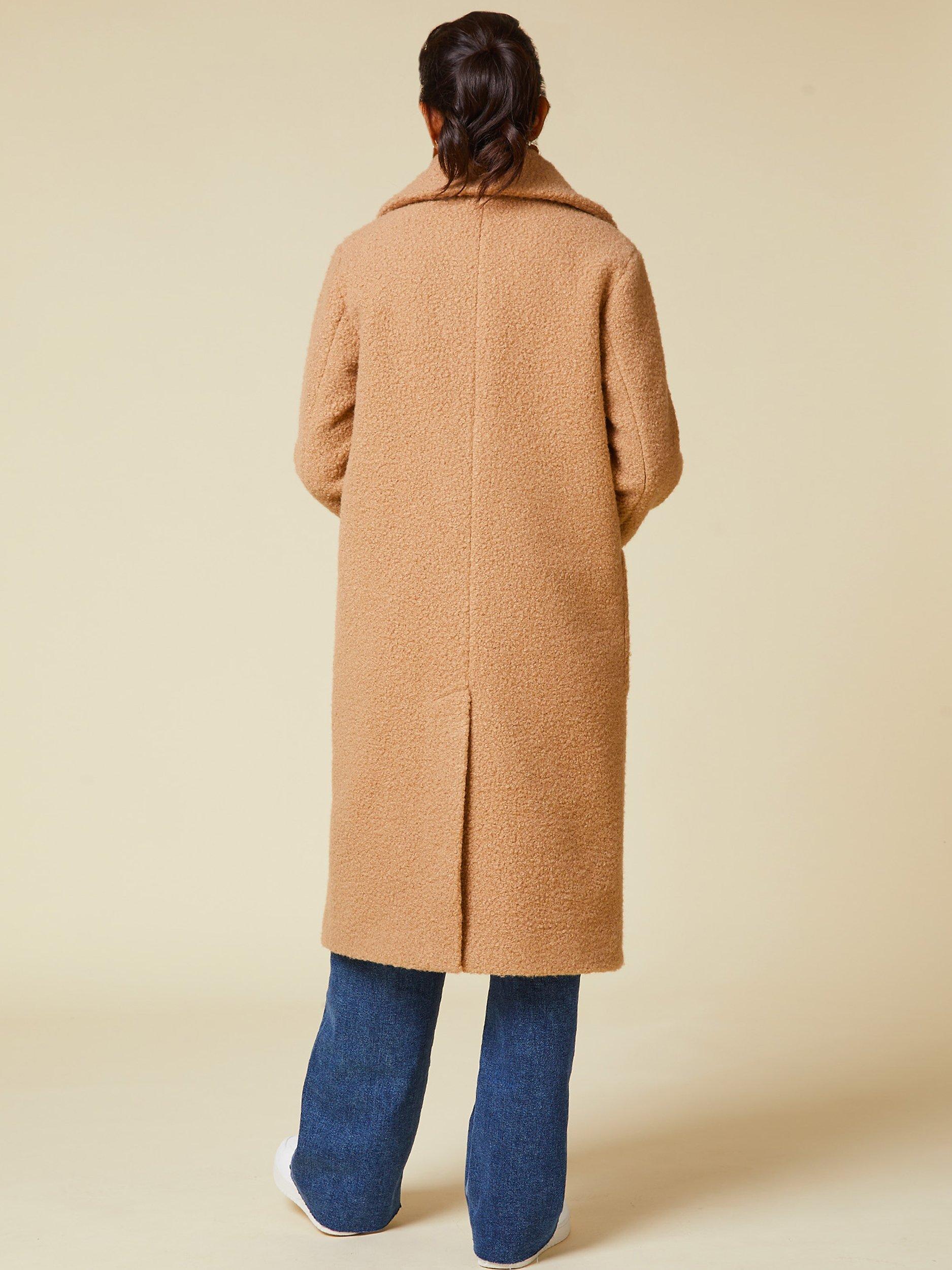 Product image 2 of 6, which shows Aspiga Eco Longline Boucle Coat, Camel, XXS