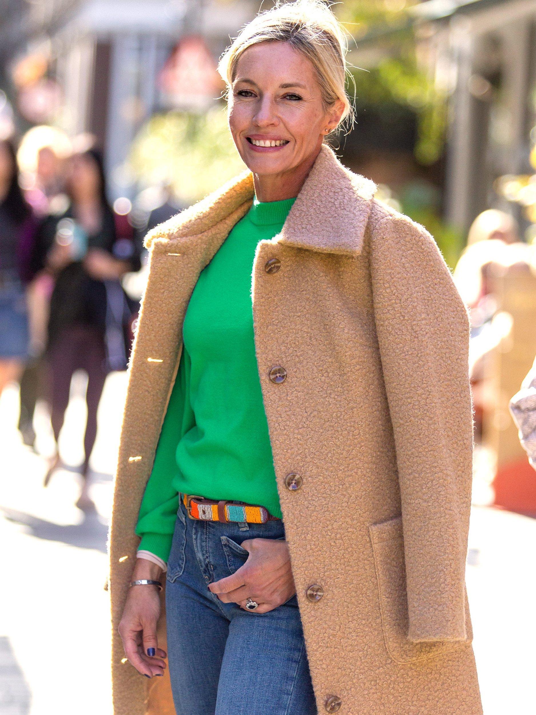 Product image 4 of 6, which shows Aspiga Eco Longline Boucle Coat, Camel, XXS