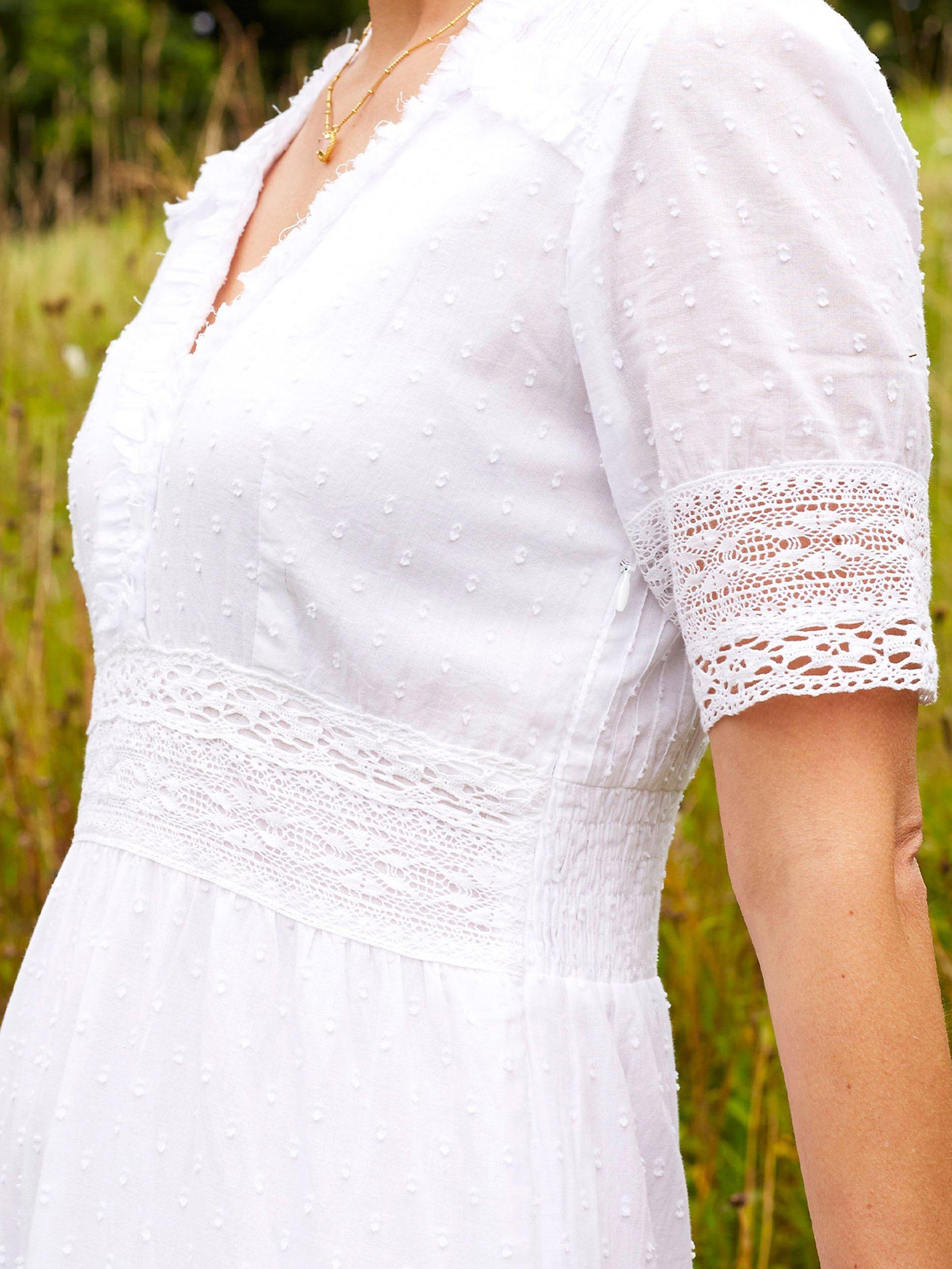 Product image 3 of 6, which shows Aspiga Viola Organic Cotton Midi Dress, White, XS