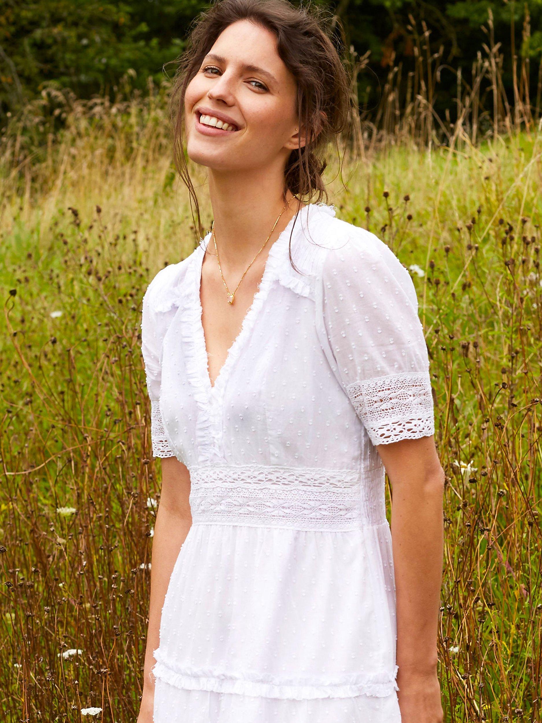 Product image 4 of 6, which shows Aspiga Viola Organic Cotton Midi Dress, White, XS