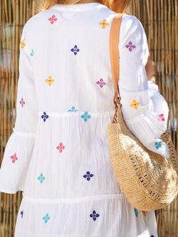 Aspiga Florence Embroidered Cotton Tiered Maxi Dress, White/Multi - view 2, White/Multi