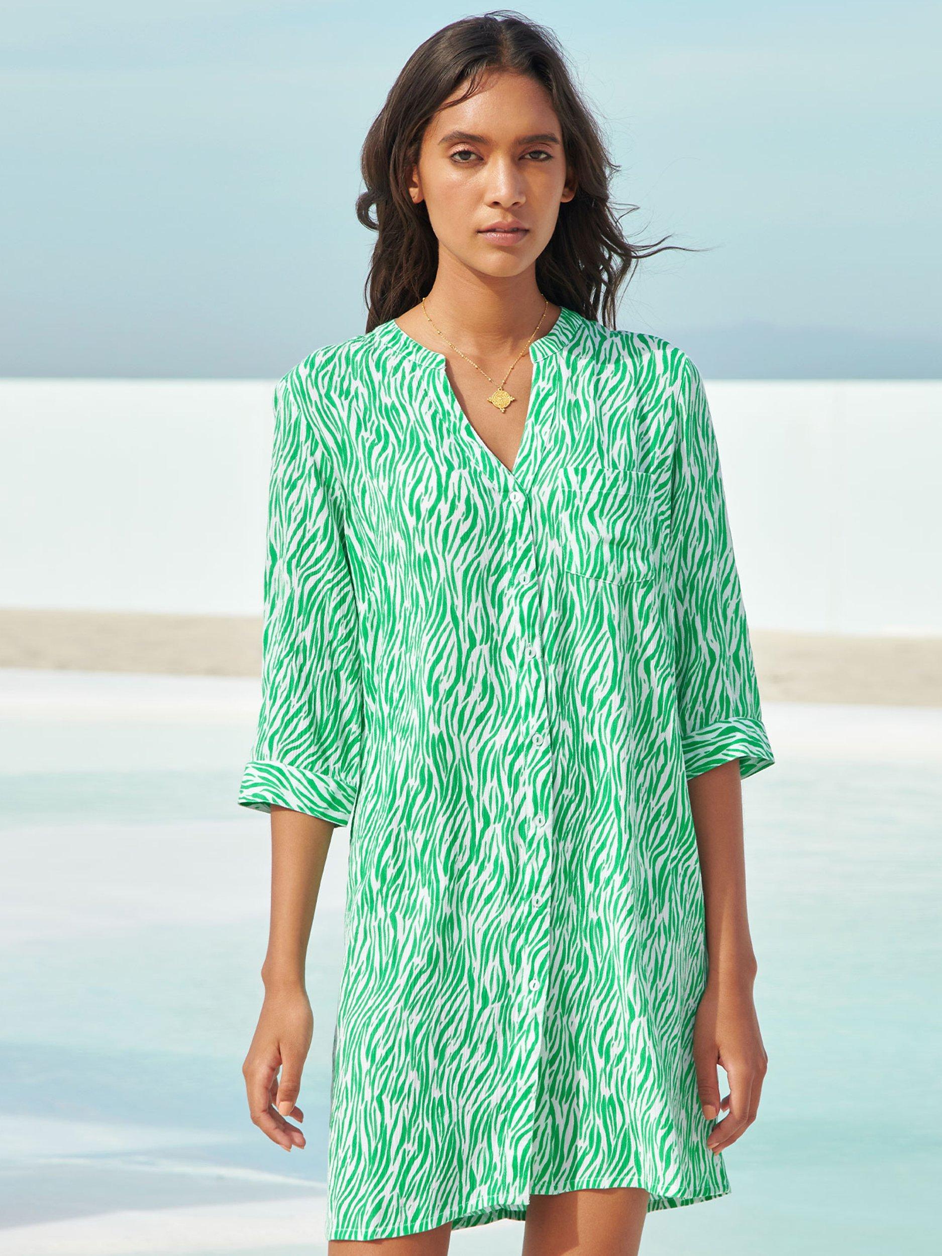 Product image 1 of 7, which shows Aspiga Mila Shirt Tunic Dress, Green, XXL