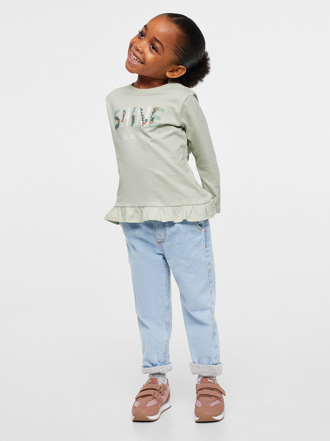Mango Kids' Drawstring Jeans, Light Blue