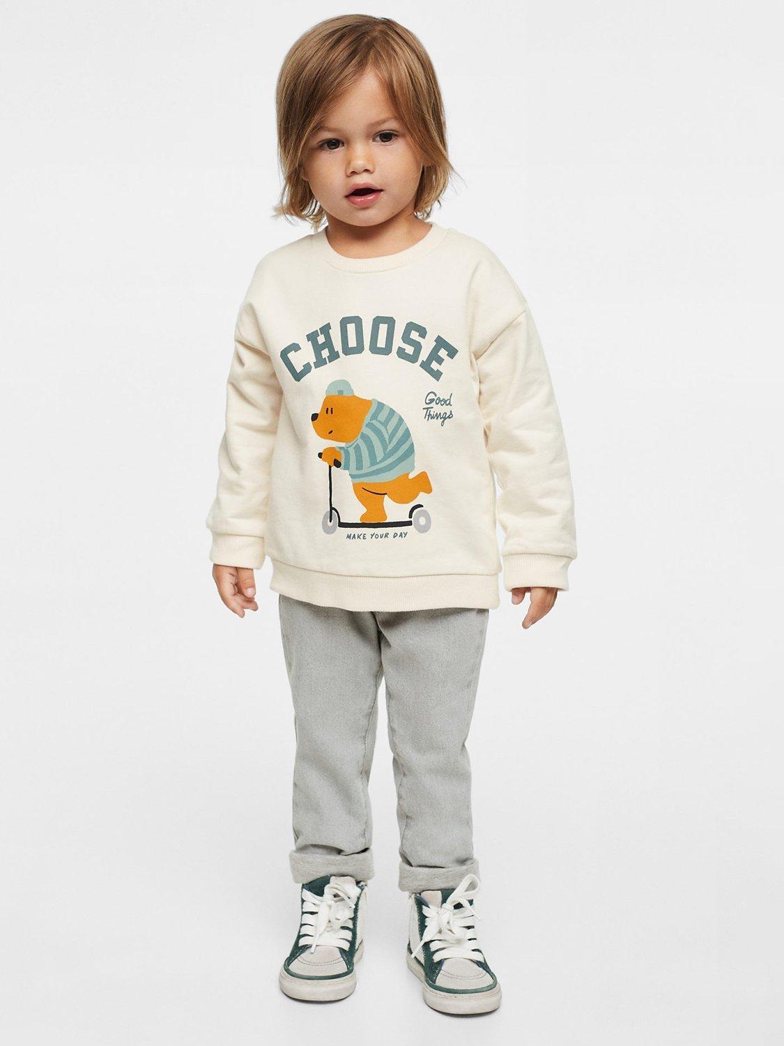 Mango Baby Drawstring Waist Jeans, Light Grey