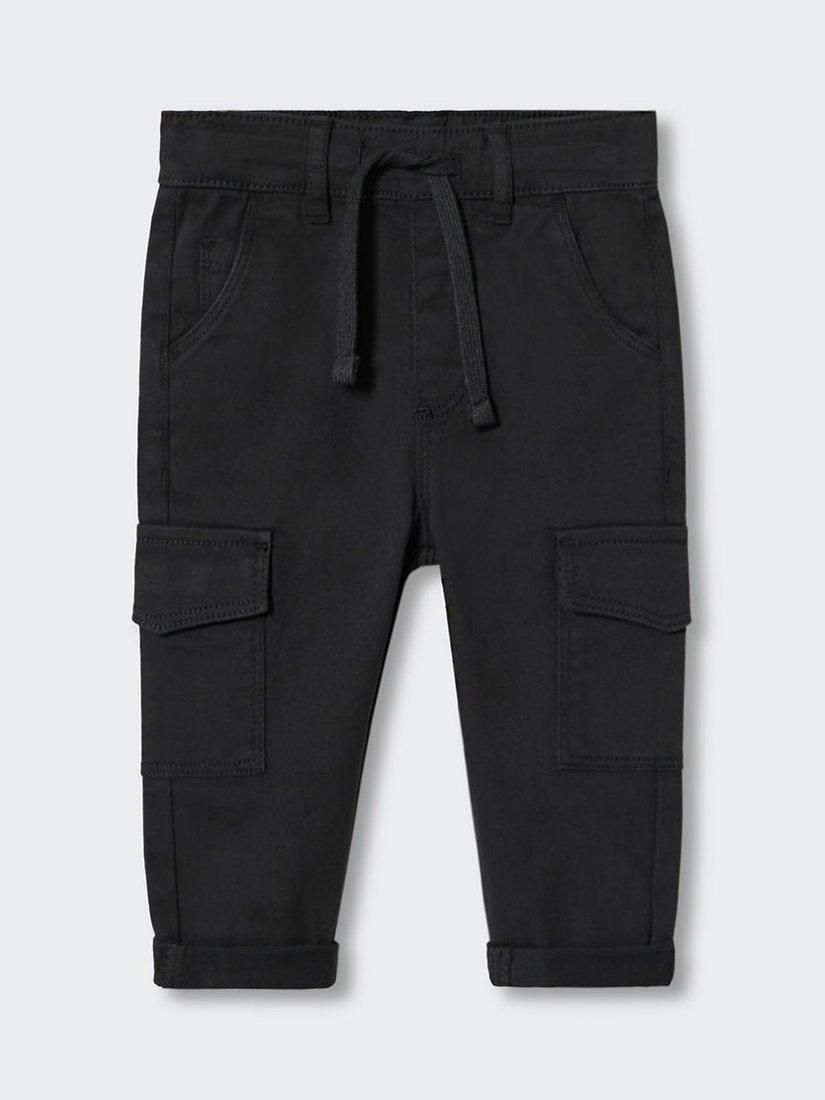 Mango Baby Cargo Trousers, Black