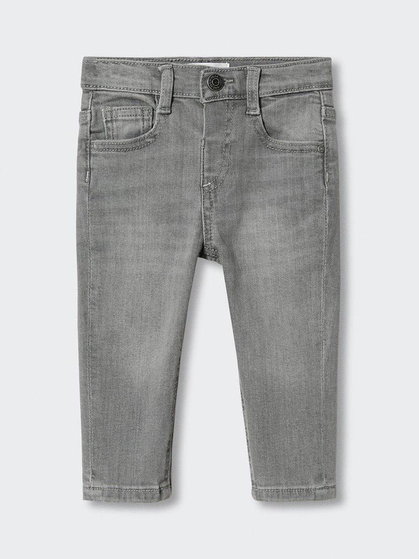 Mango Baby Slim-Fit Jeans, Light Grey, 9-12 months