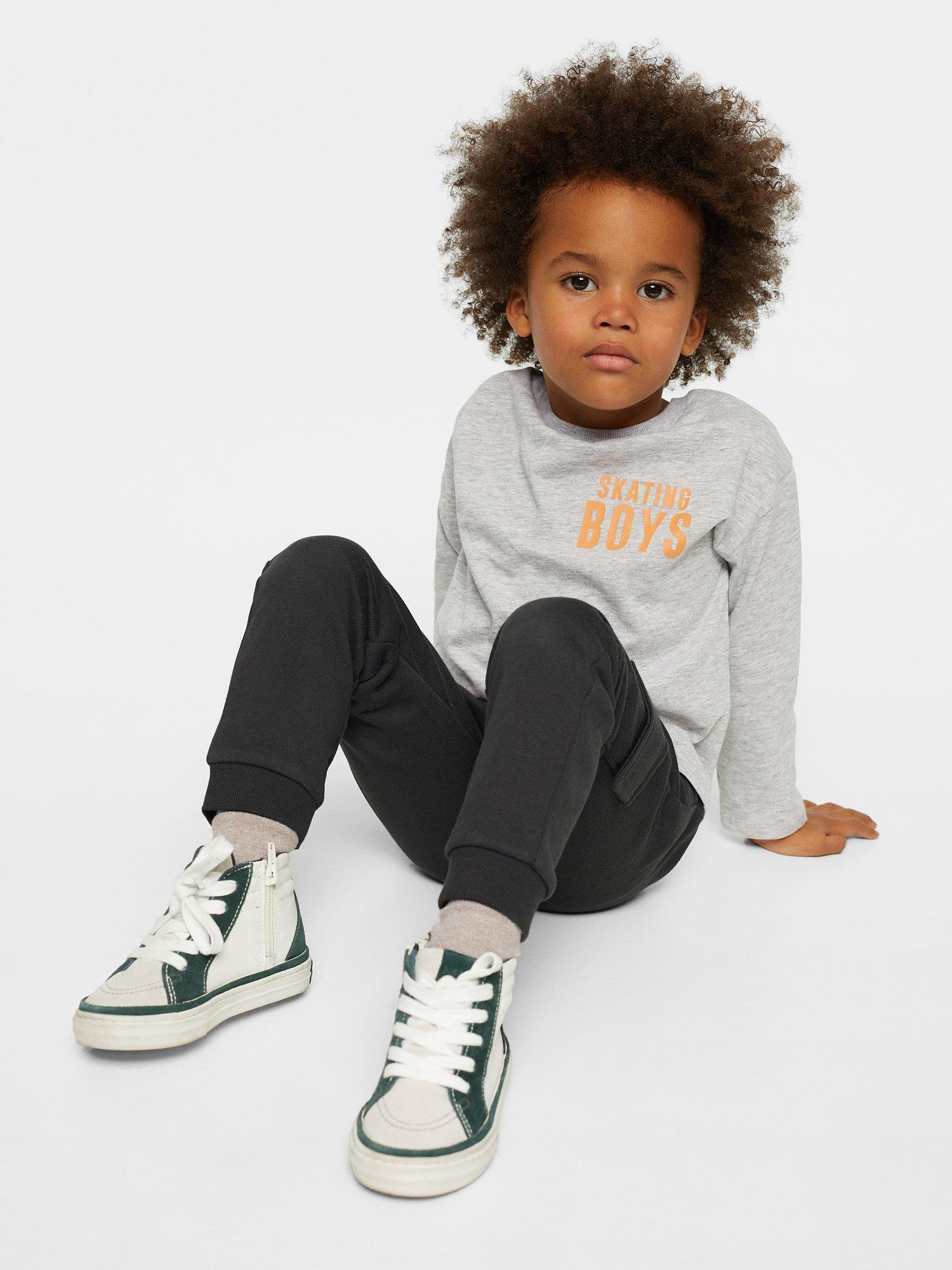Mango Boy's Cargo Jogger Trousers, Charcoal