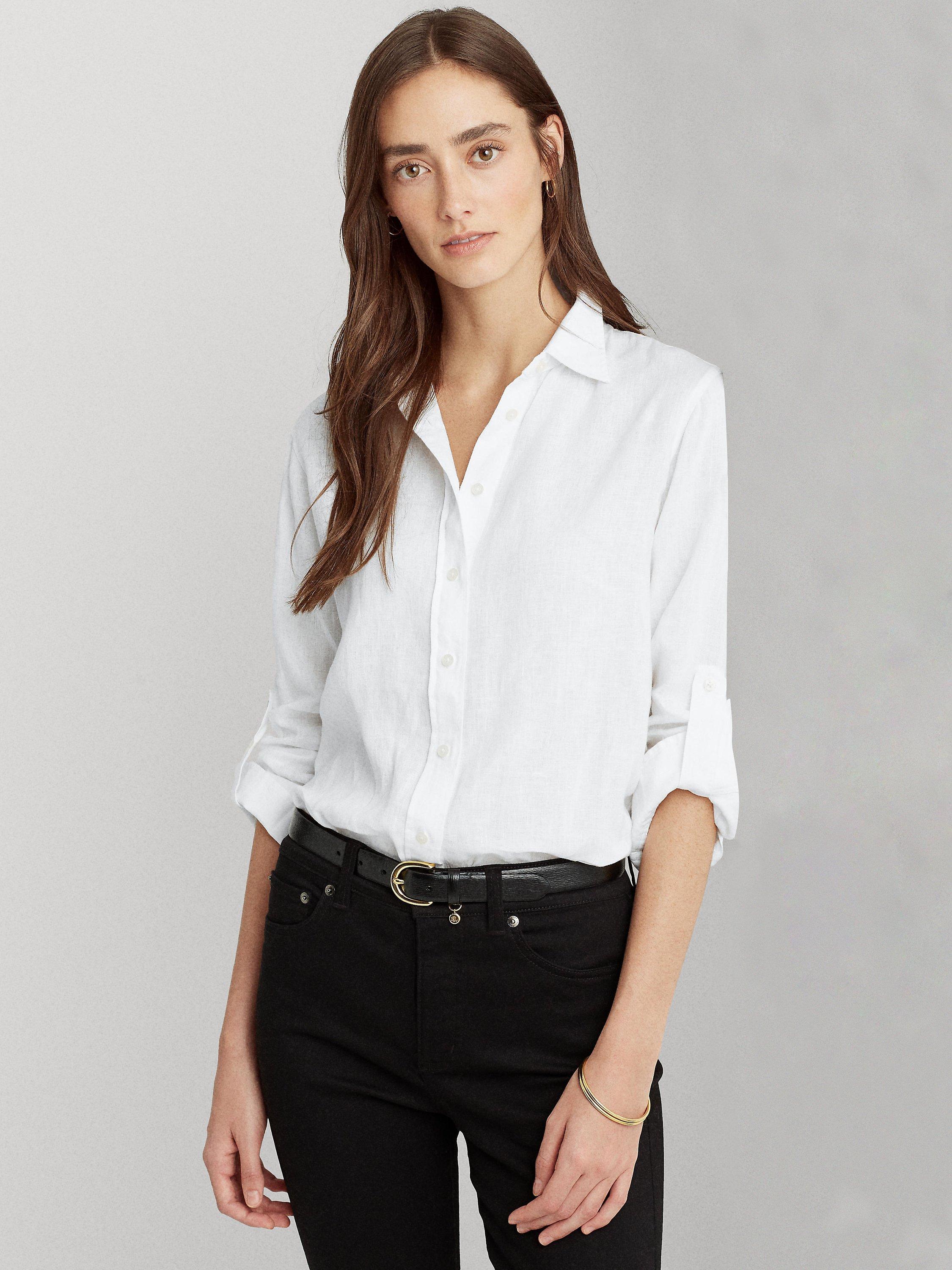 Ralph lauren white linen shirt womens hotsell