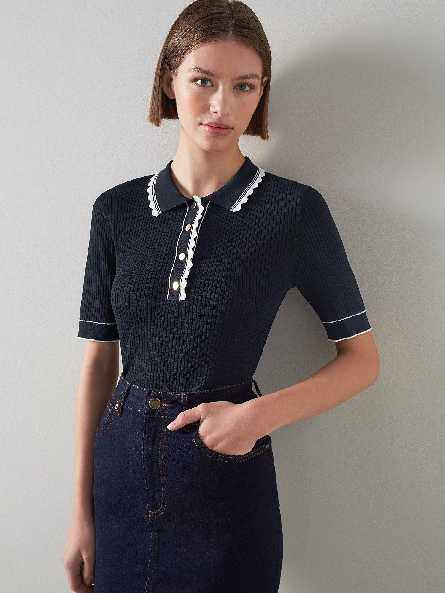 L.K.Bennett Maeve Knitted Top, Navy