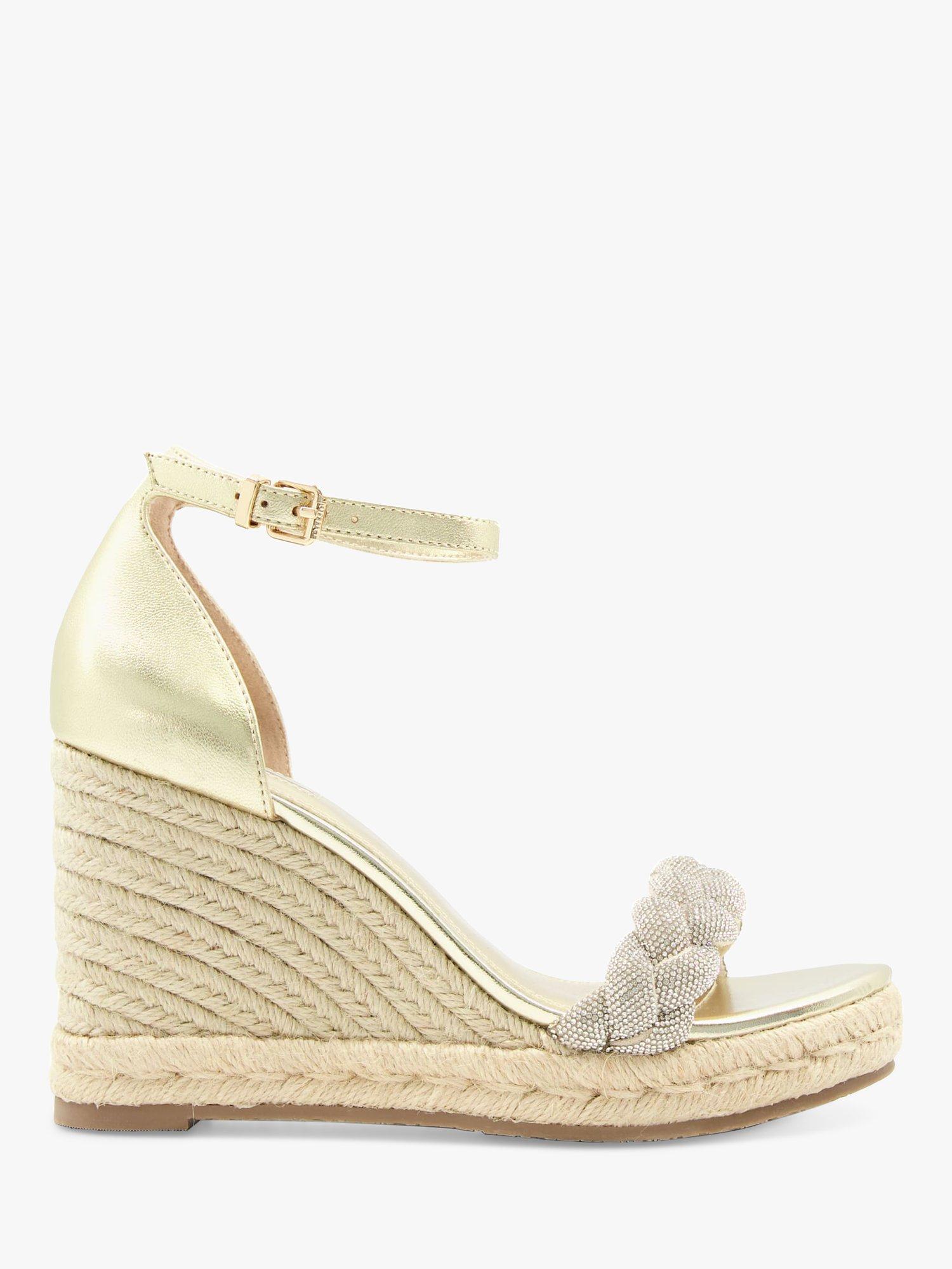 Dune Kingdom Leather Wedge Sandals, Gold