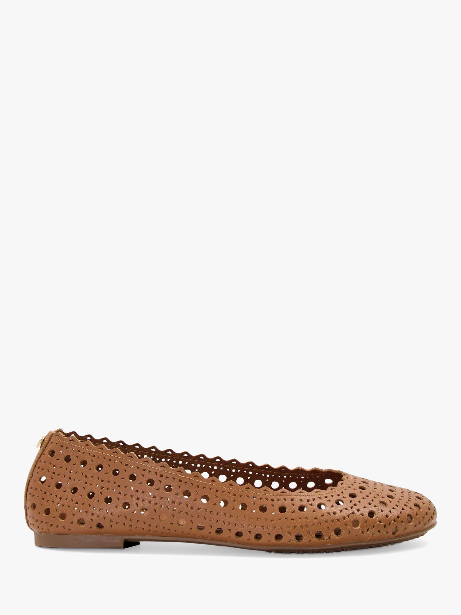 Dune Harlows Cut-Out Leather Ballet Shoes, Tan-leather