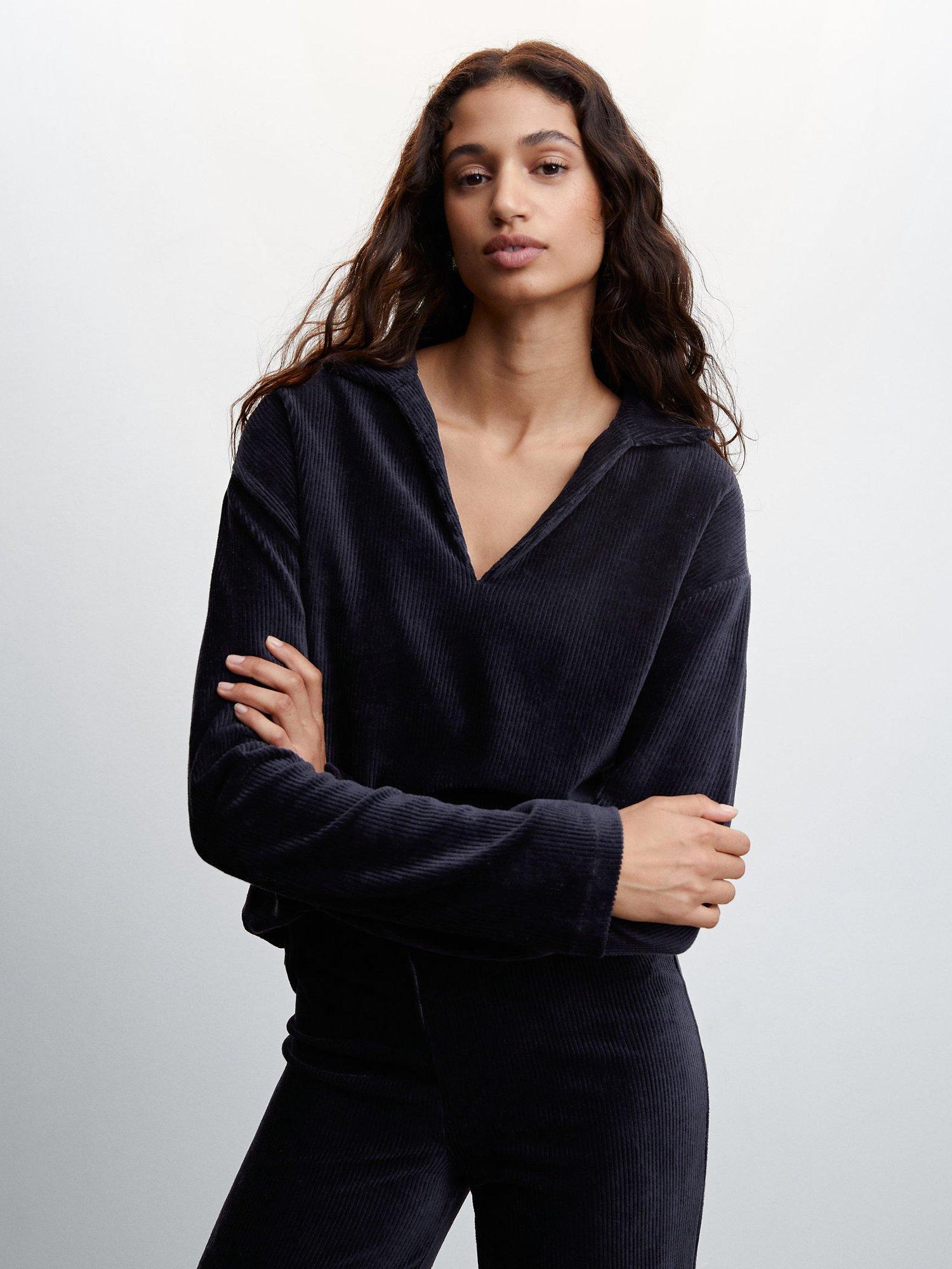 Mango Panu Cord Jumper, Navy