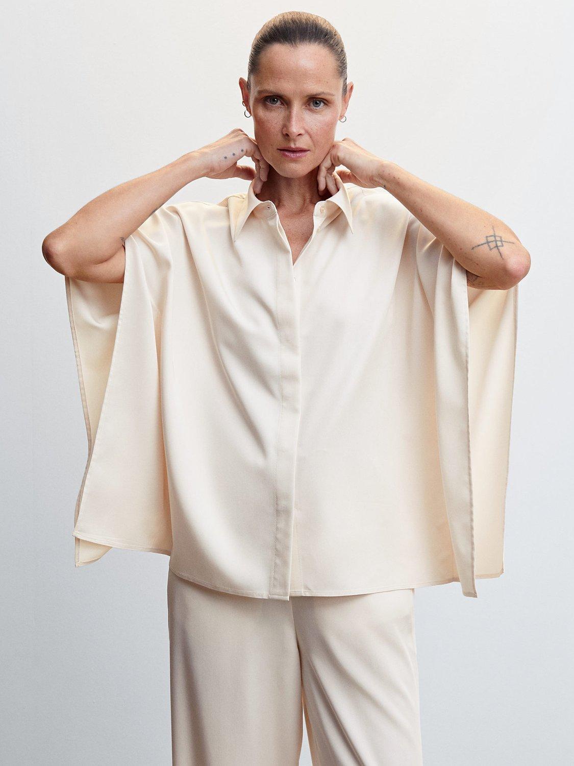 Mango Momo Oversized Shirt, Light Beige