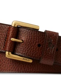 Polo Ralph Lauren Pebbled Leather Belt, Brown - view 2, Brown