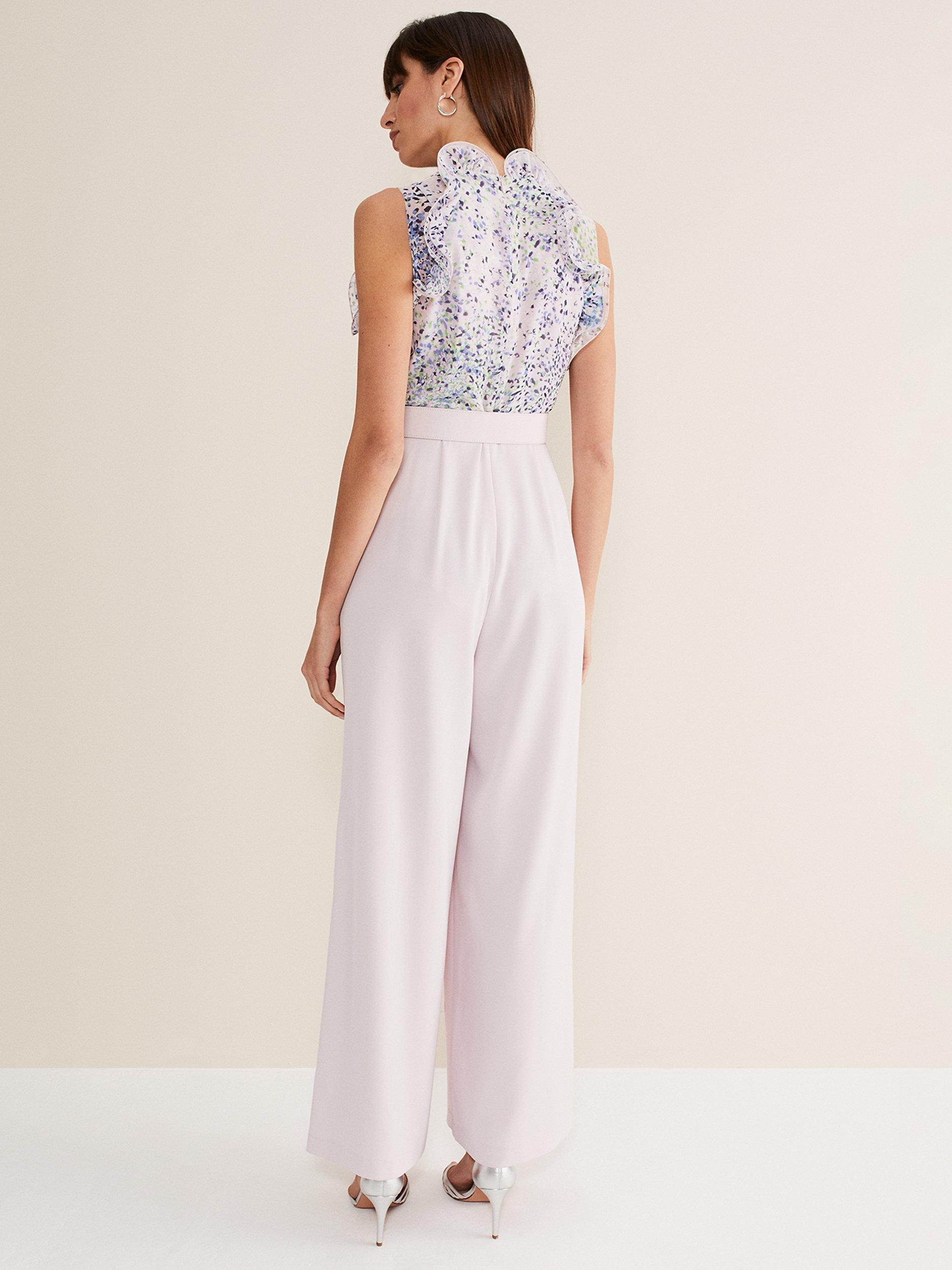 Product image 2 of 7, which shows Phase Eight Organza Jumpsuit, White/Multi, 12