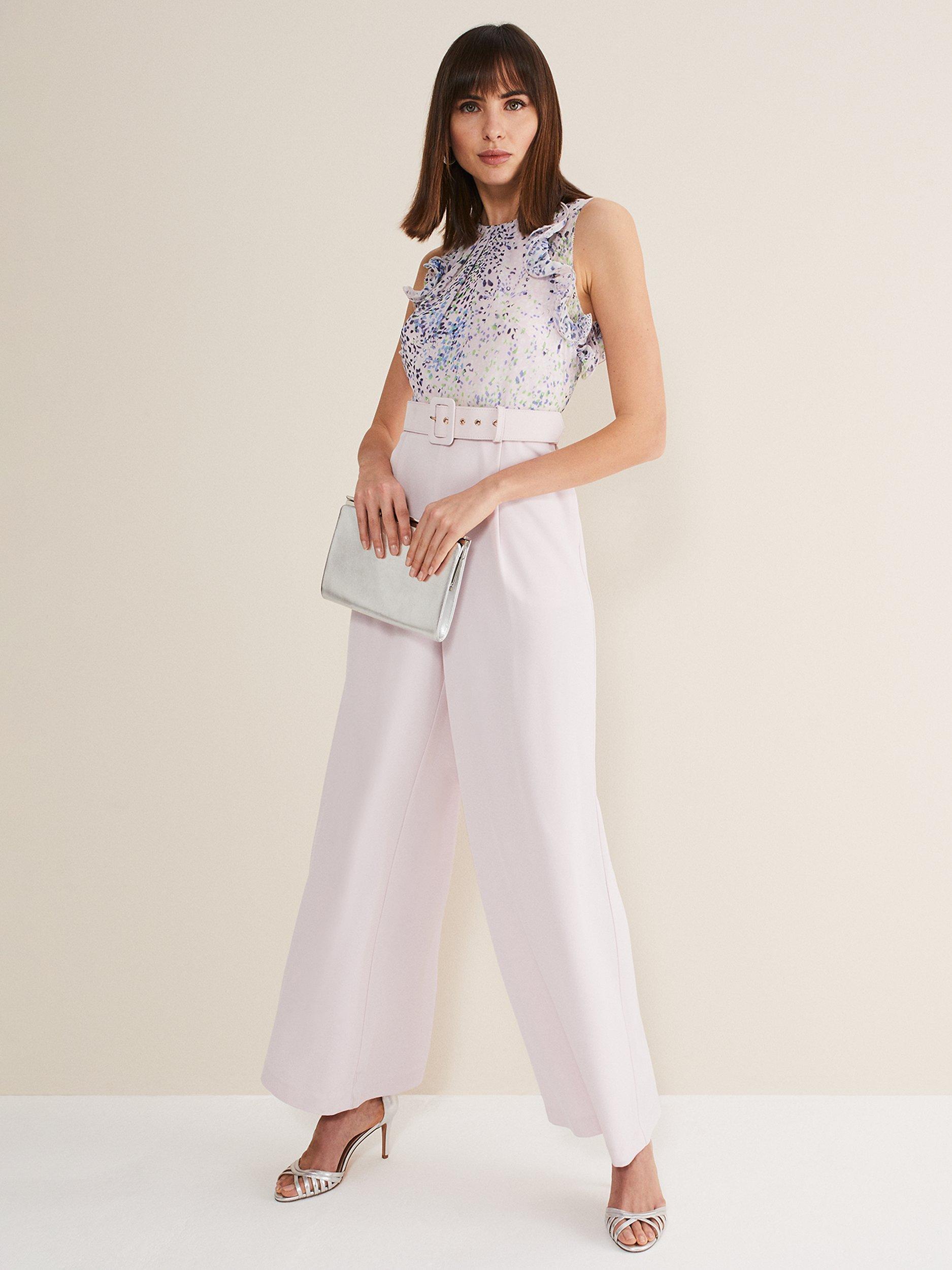Product image 3 of 7, which shows Phase Eight Organza Jumpsuit, White/Multi, 12