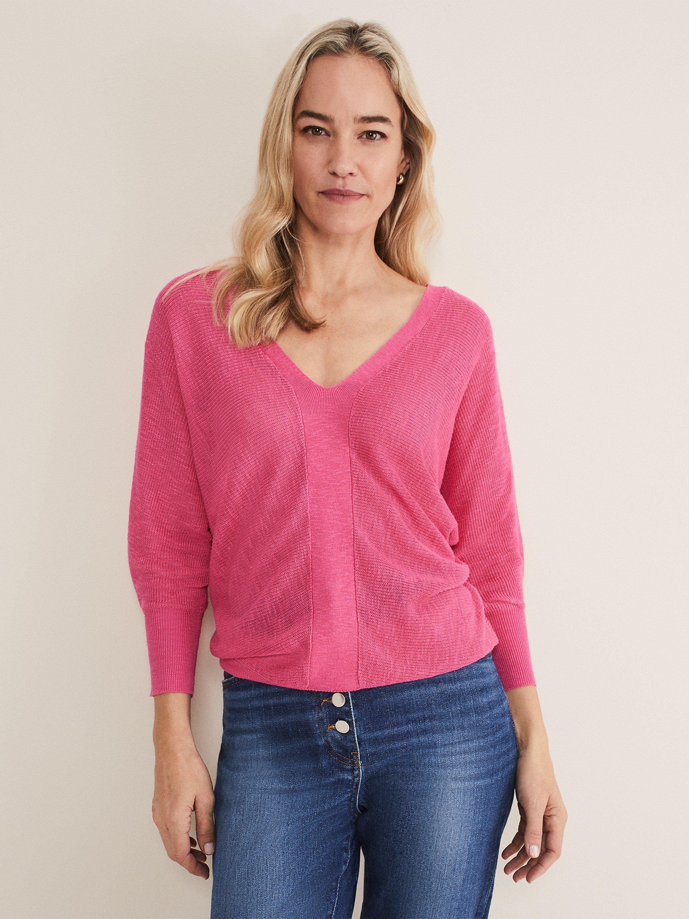 Phase Eight Tia Linen Blend Jumper, Pink