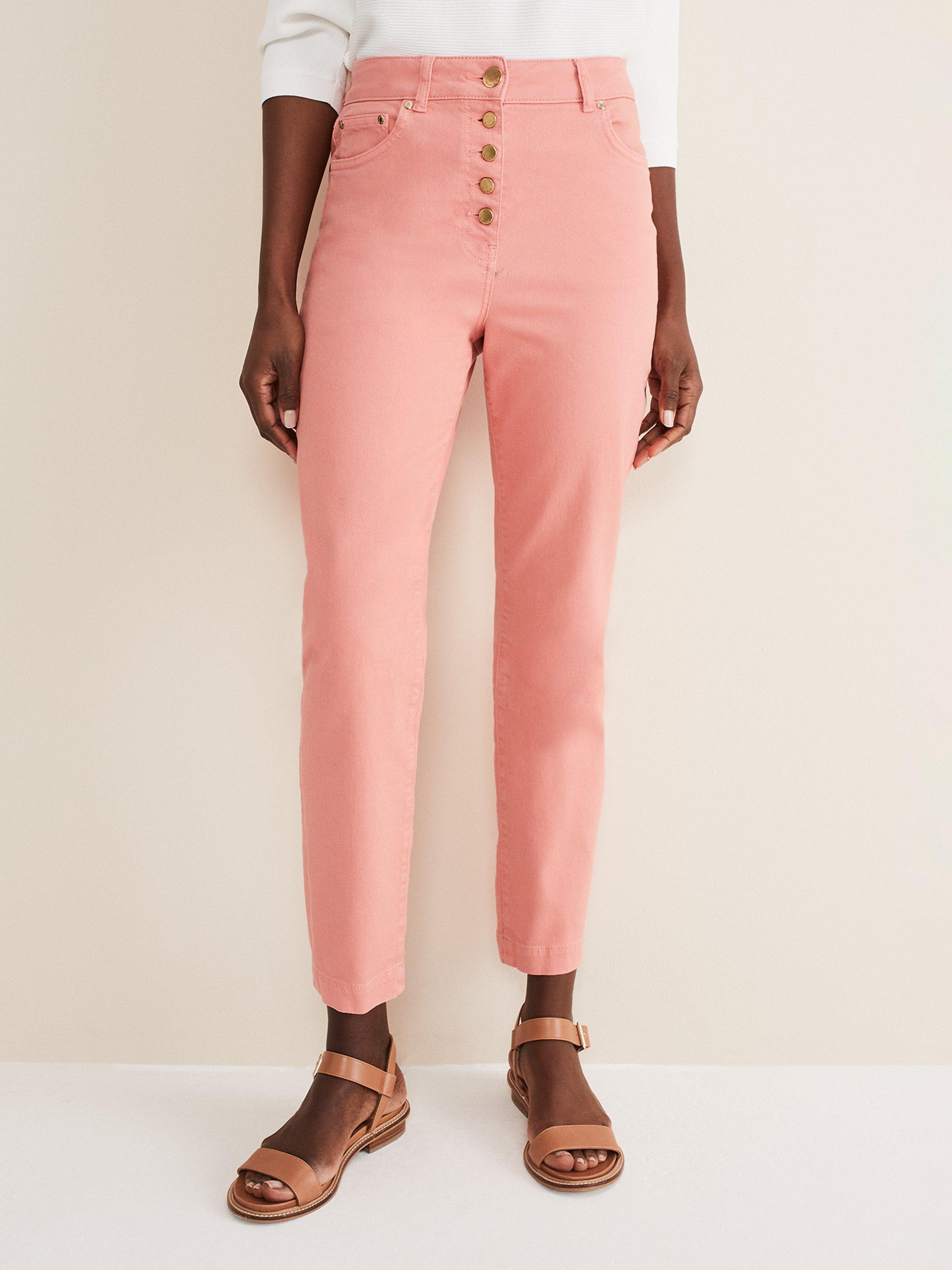 Phase Eight Karlie Button Through Straight Leg Jeans, Apricot