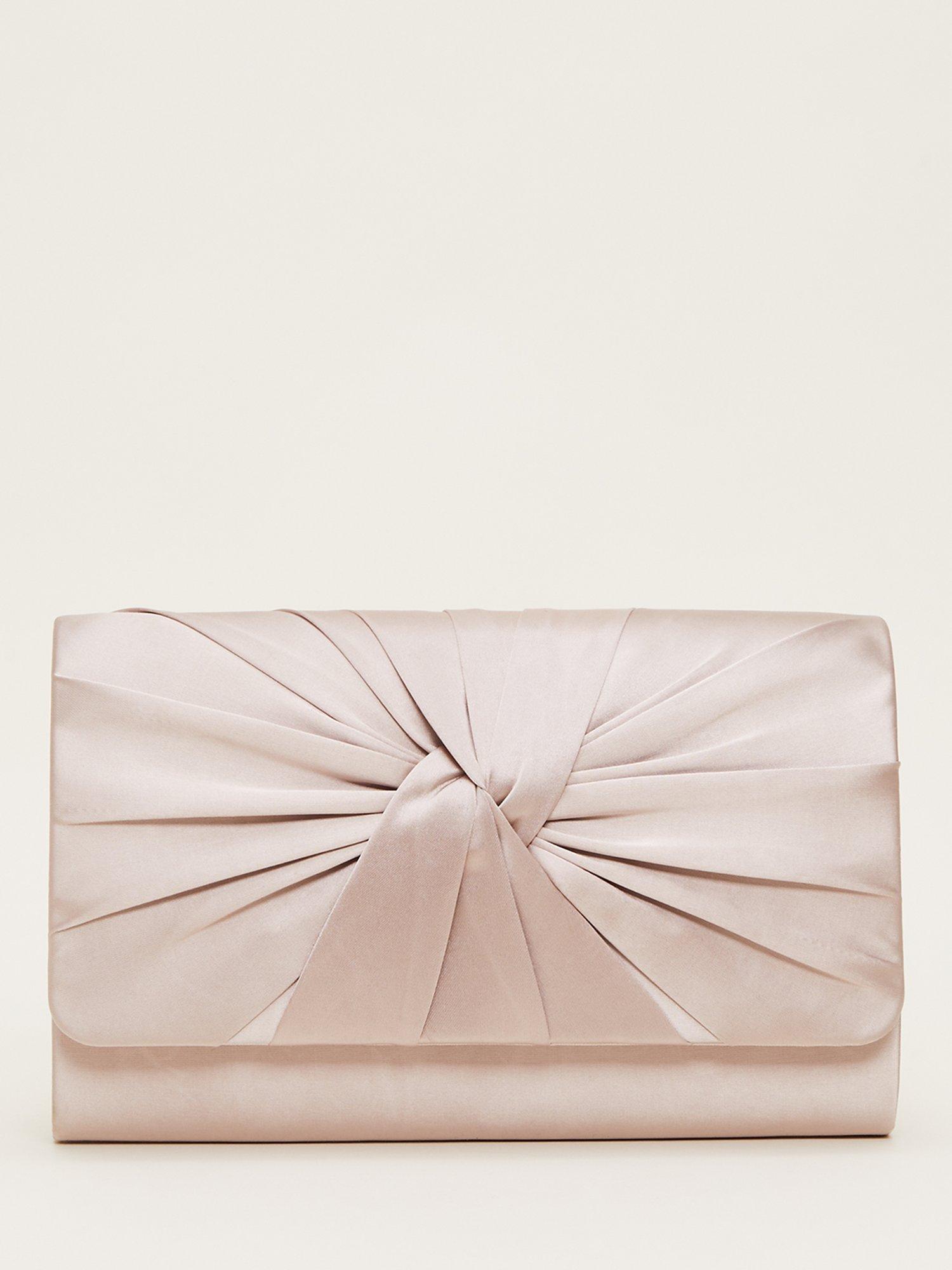 Phase Eight Satin Twist Clutch Bag, Latte