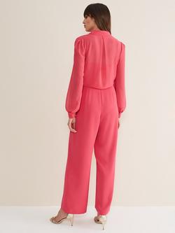 Phase Eight Mindy Wide Leg Long Sleeve Jumpsuit, Raspberry - view 2, Raspberry