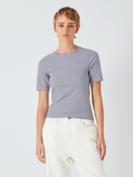 John Lewis Stripe Slim Fit T-Shirt, Navy/White, Navy/White