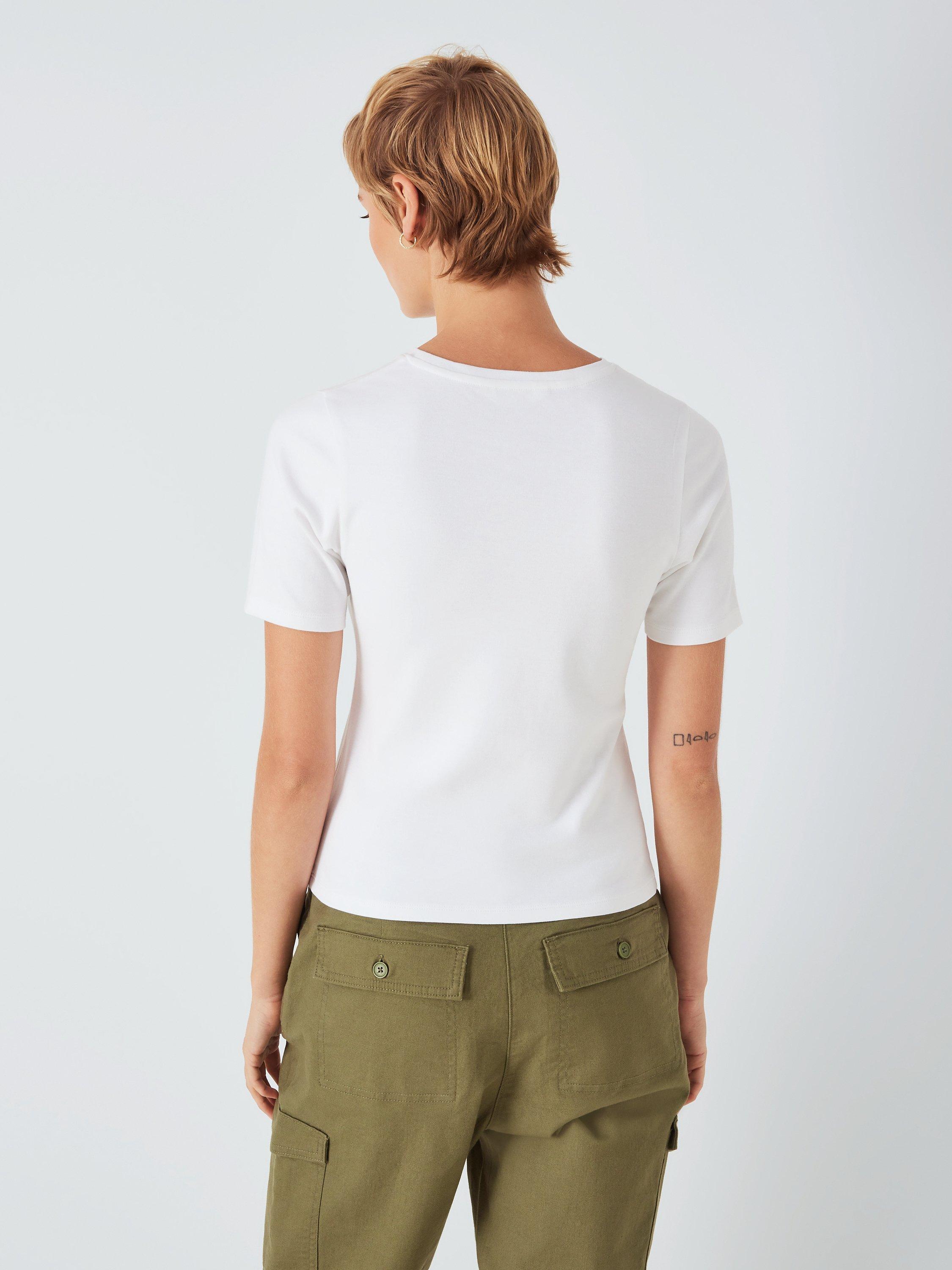 John Lewis ANYDAY Plain Slim Fit T-Shirt, White, XS