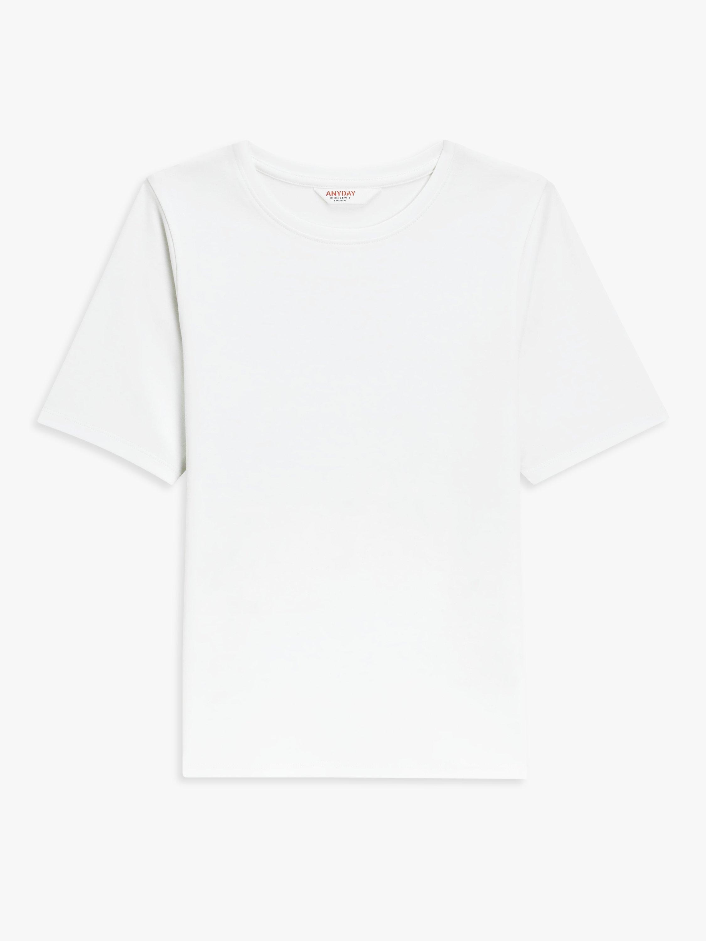 John Lewis ANYDAY Plain Slim Fit T-Shirt, White, XS