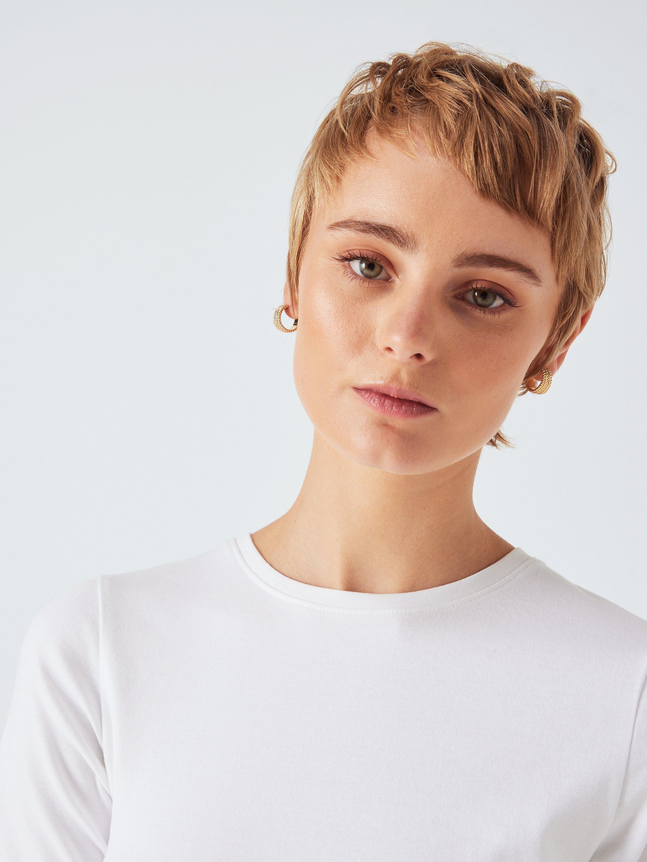 Product image 5 of 5, which shows John Lewis ANYDAY Plain Slim Fit T-Shirt, White, XS