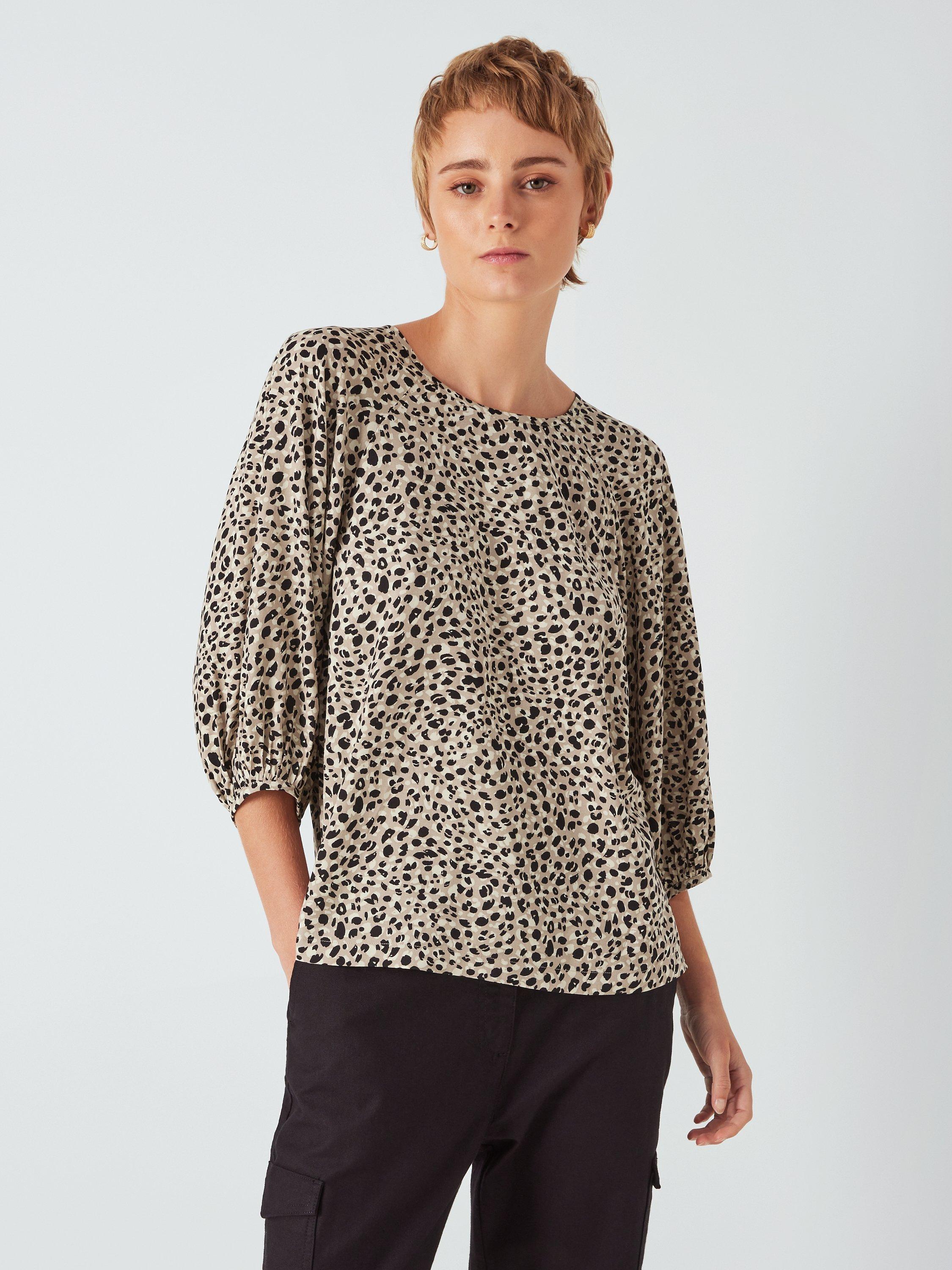 John Lewis ANYDAY Raglan Sleeve Animal Print Top, Natural/Multi