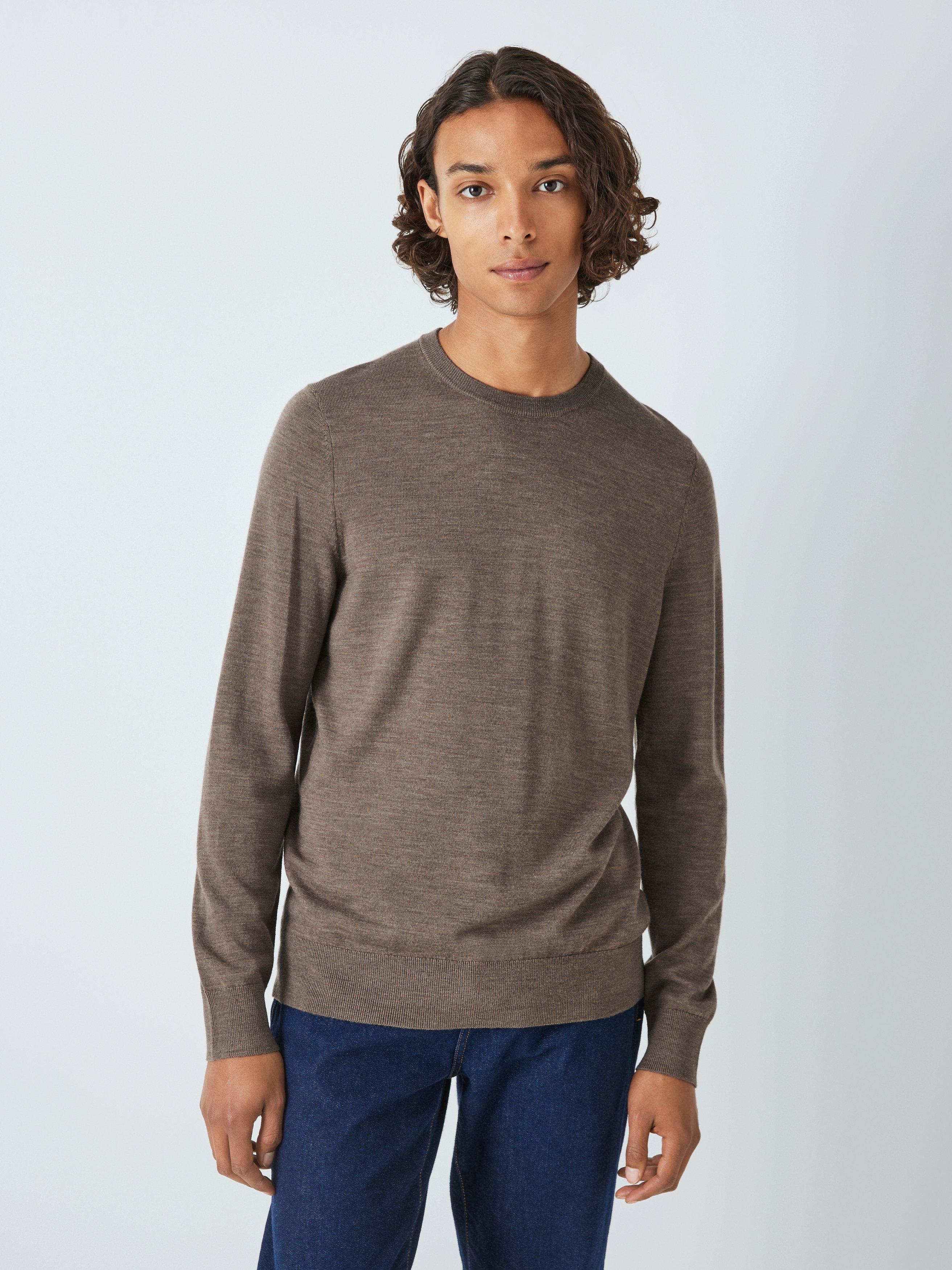 John Lewis Extra Fine Merino Wool Crew Neck Jumper, Oatmeal, XXL