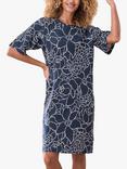 Celtic & Co. Floral Outline T-Shirt Dress, Navy