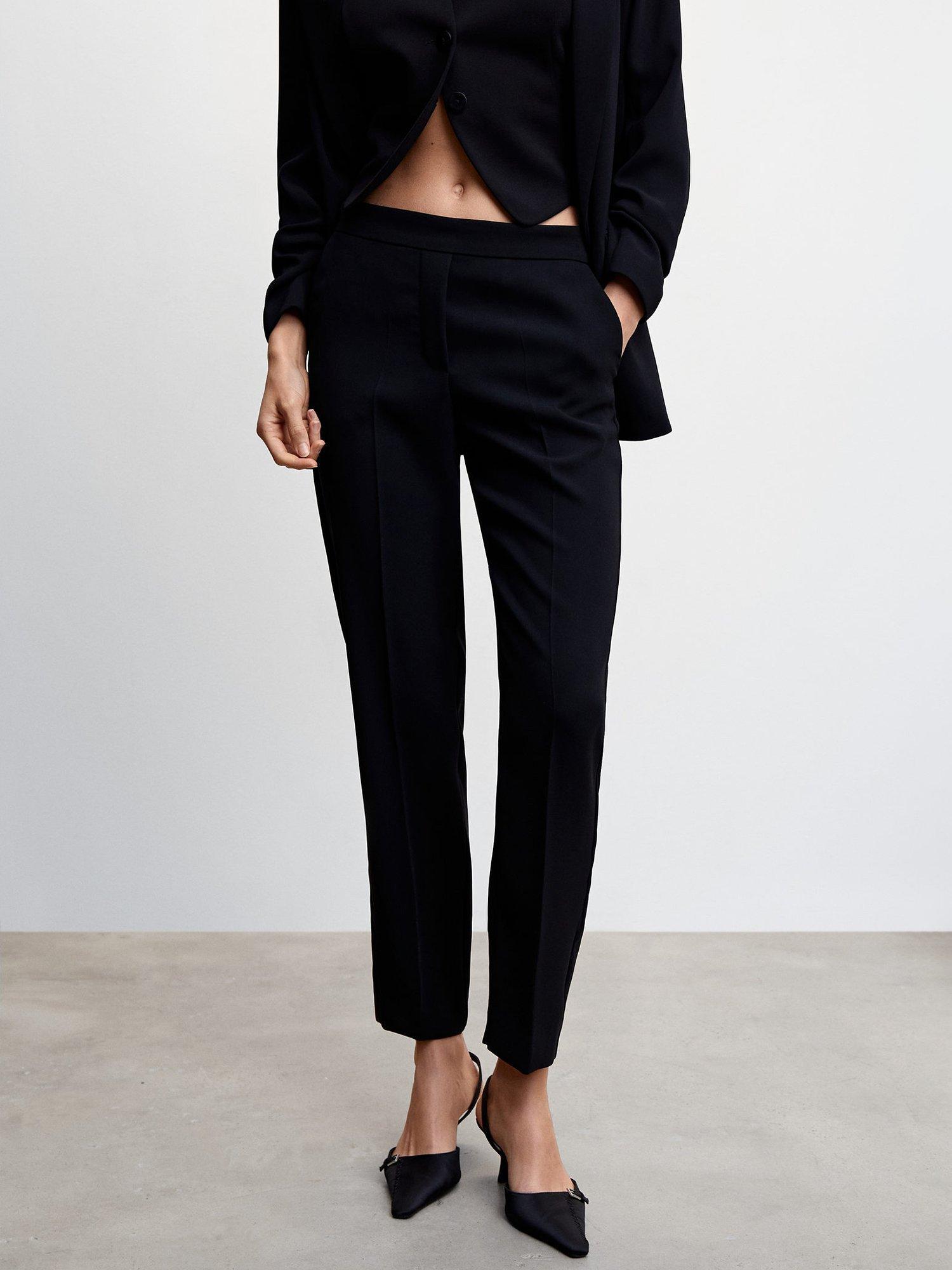 Mango Semifle Tailored Trousers, Black