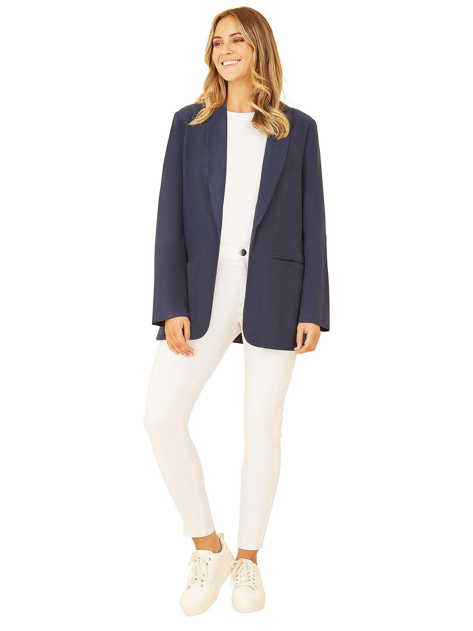 Product image 2 of 5, which shows Yumi Lightweight Relaxed Fit Blazer, Navy, 8