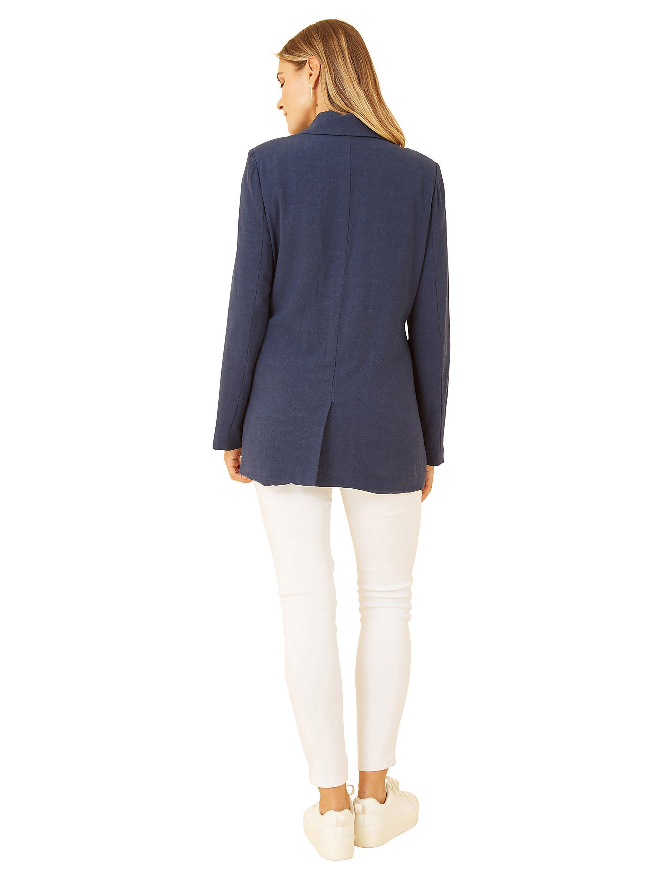 Product image 3 of 5, which shows Yumi Lightweight Relaxed Fit Blazer, Navy, 8