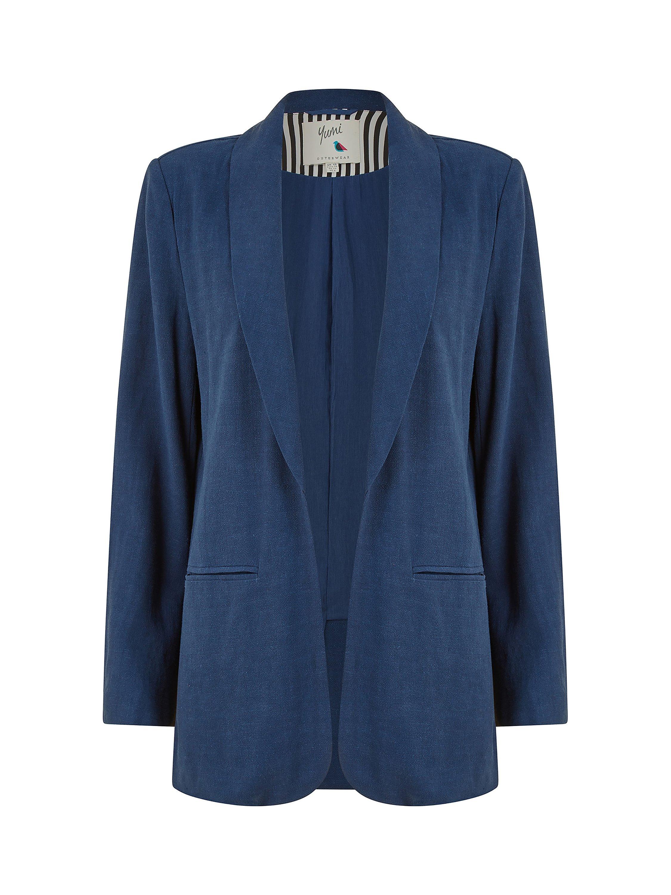 Product image 5 of 5, which shows Yumi Lightweight Relaxed Fit Blazer, Navy, 8