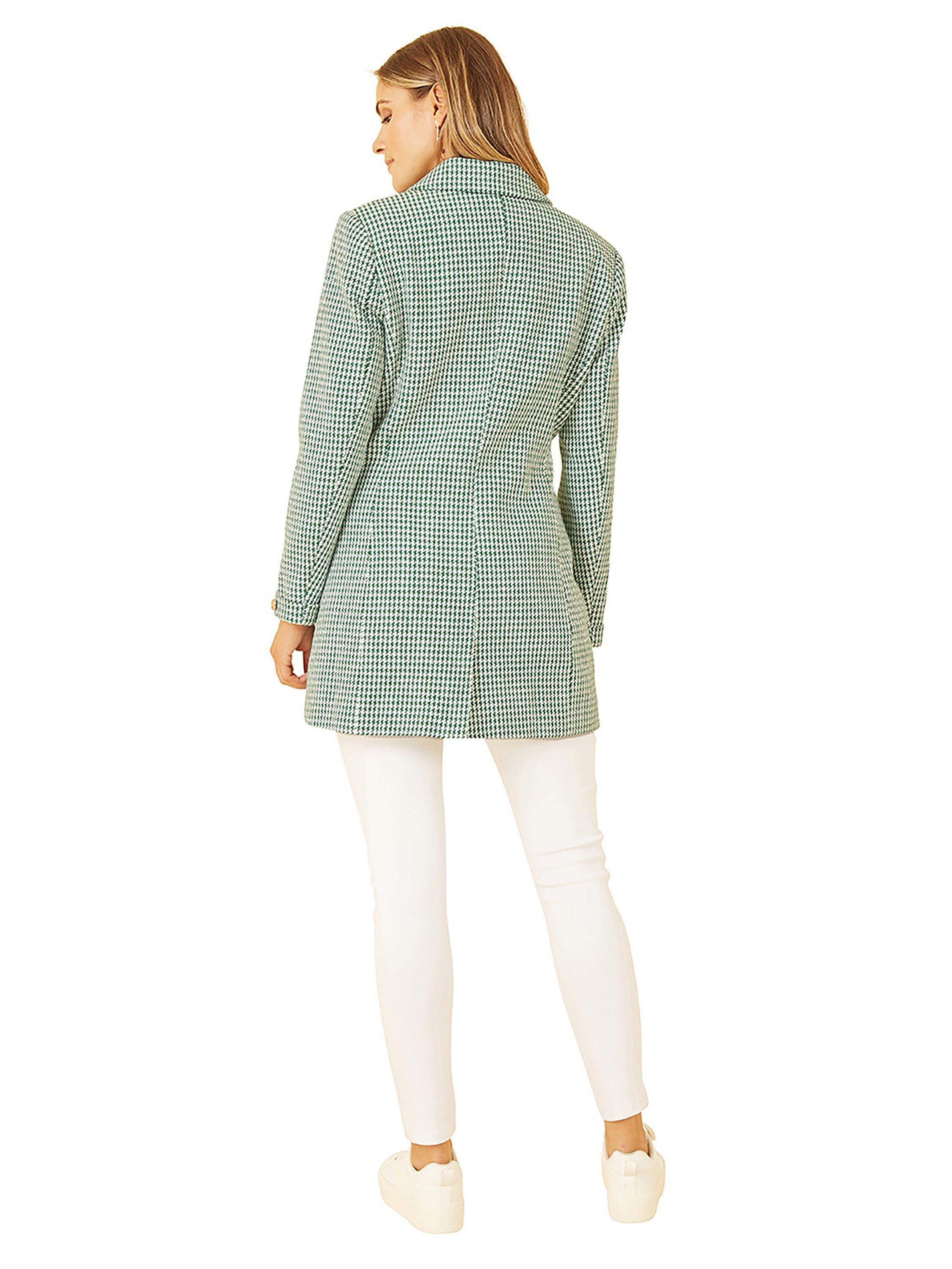 Product image 3 of 5, which shows Yumi Check Long Line Blazer, Green, 8