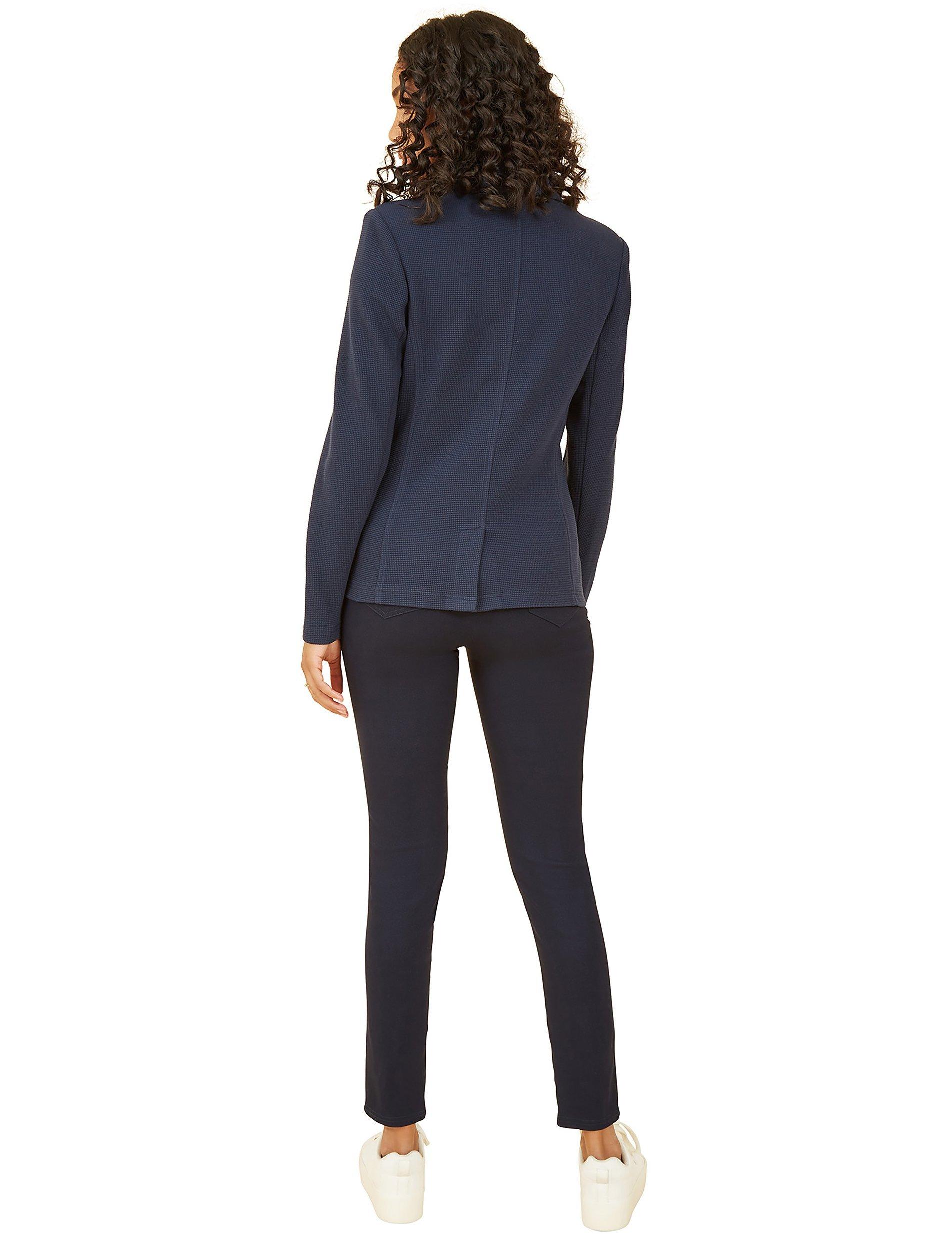 Product image 4 of 4, which shows Yumi Waffle Button Blazer, Navy, 8