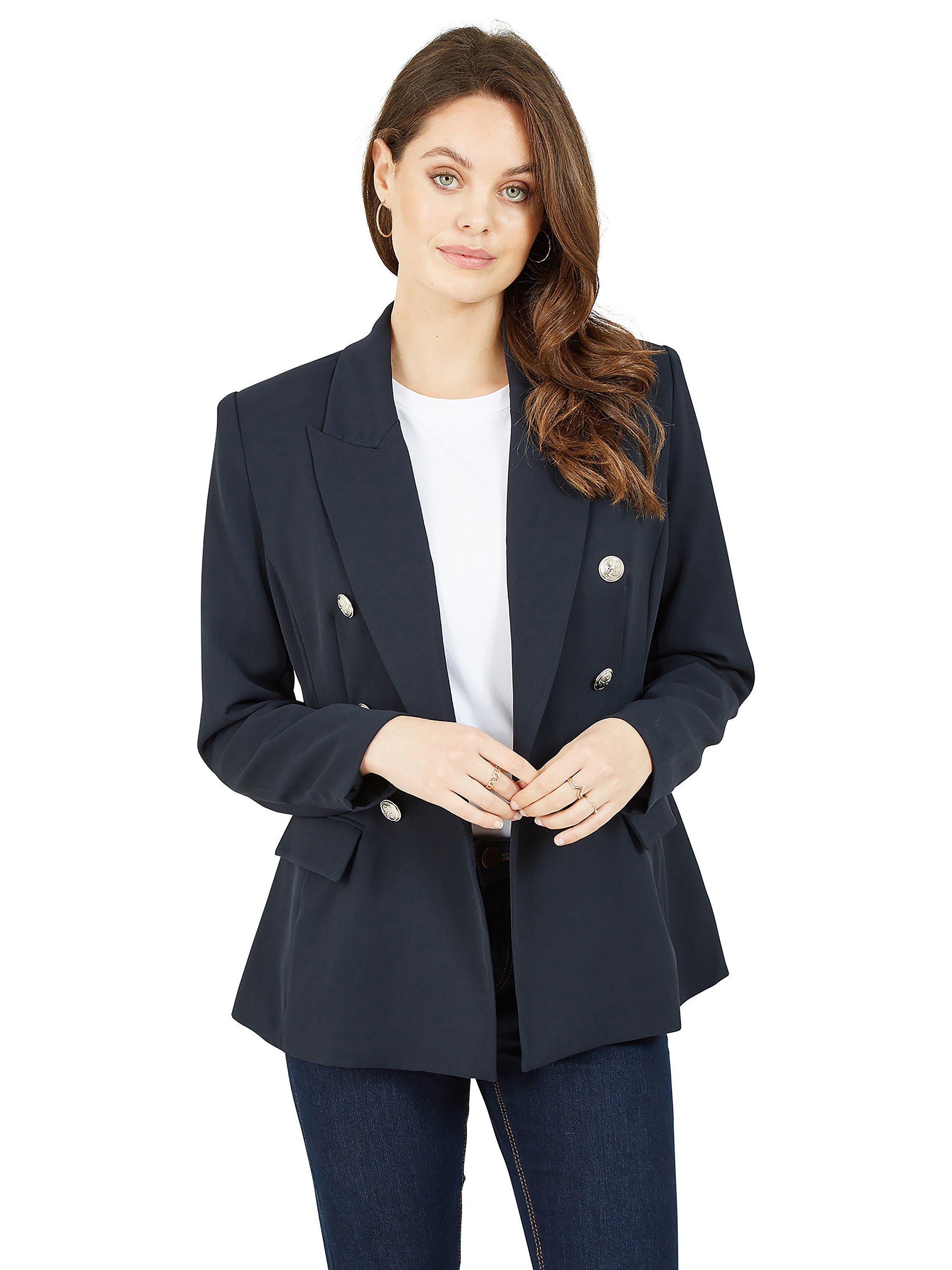 Product image 1 of 4, which shows Yumi Double Breasted Blazer, Navy, 8