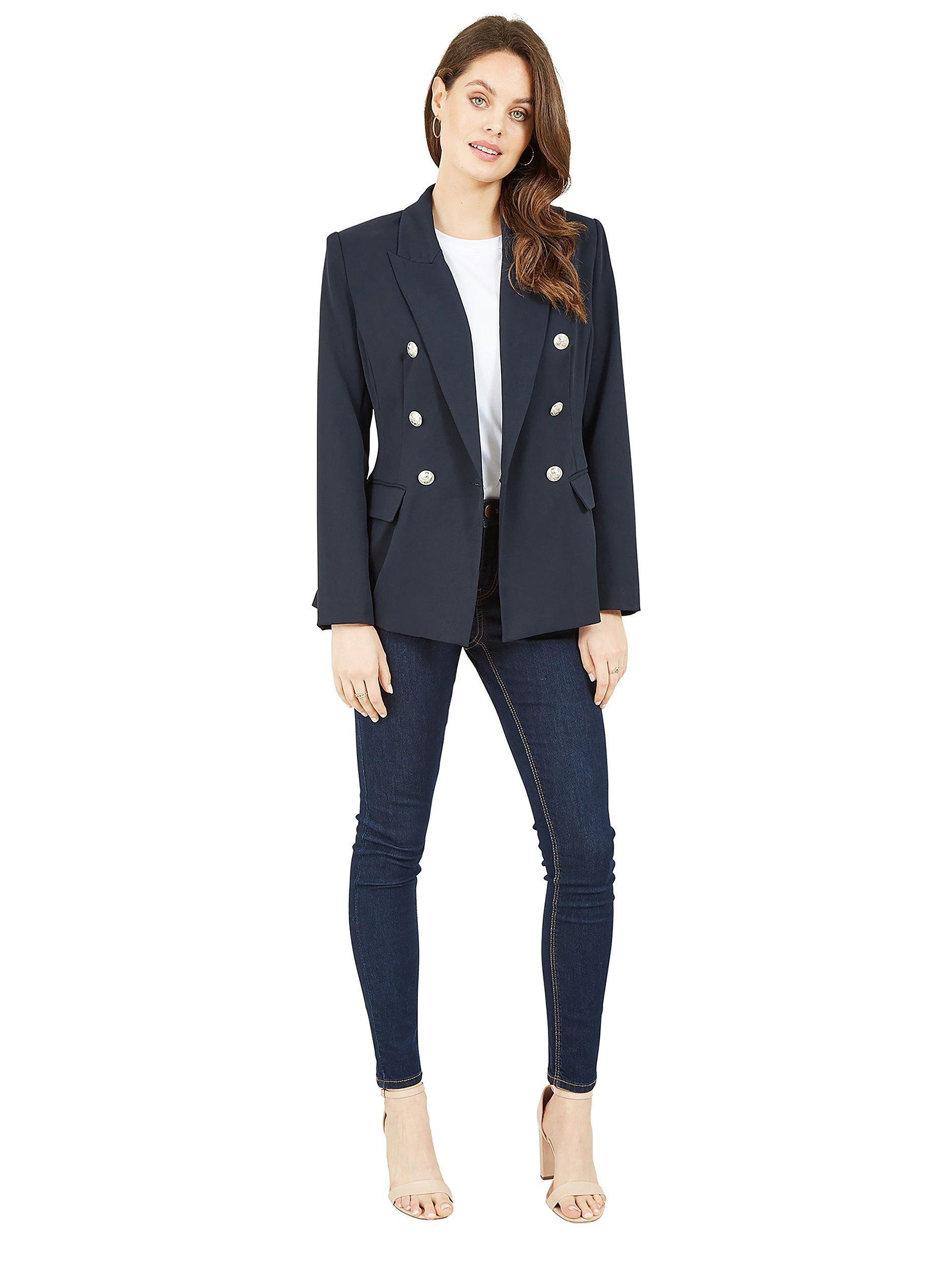 Product image 2 of 4, which shows Yumi Double Breasted Blazer, Navy, 8