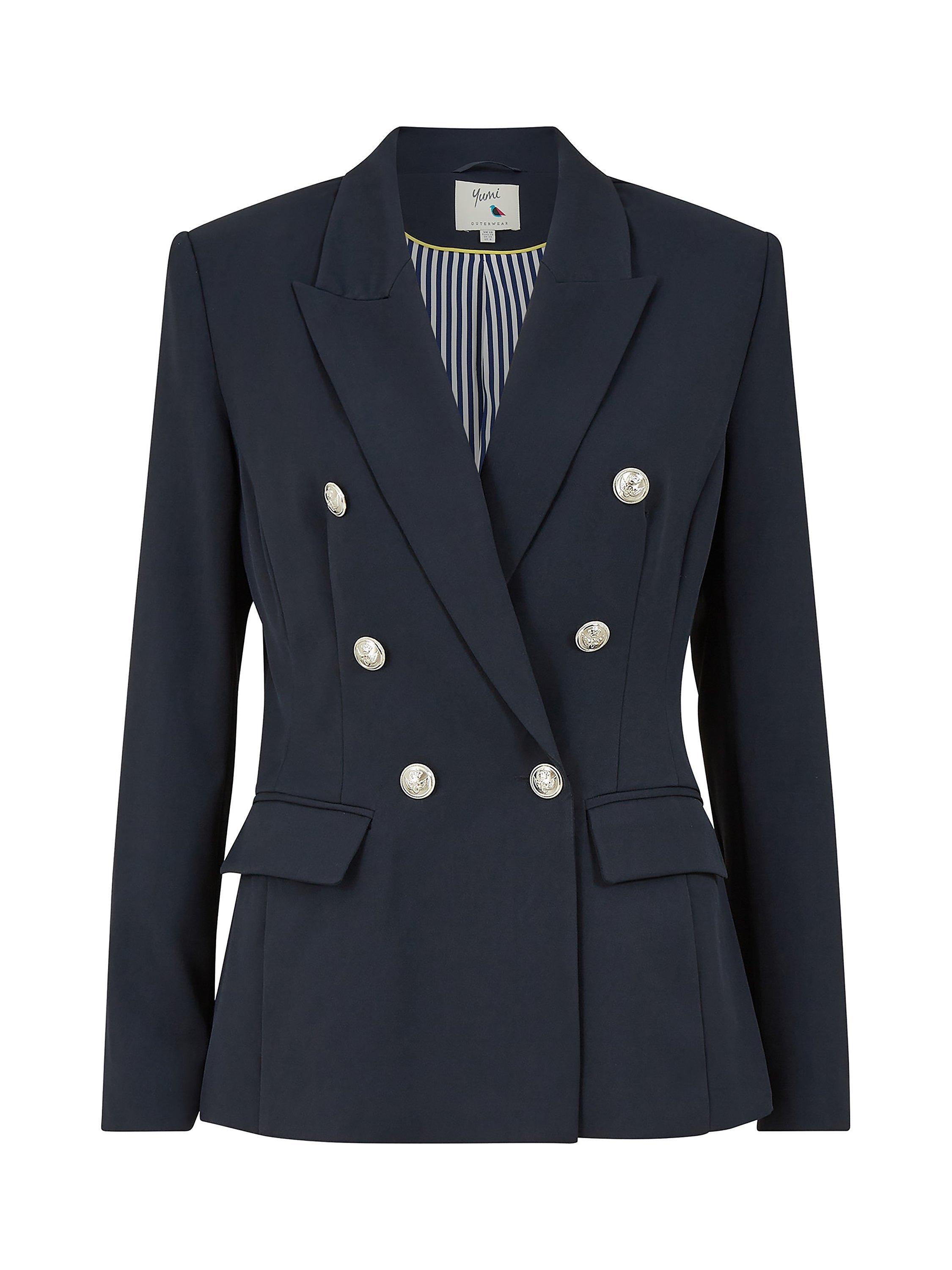 Product image 4 of 4, which shows Yumi Double Breasted Blazer, Navy, 8