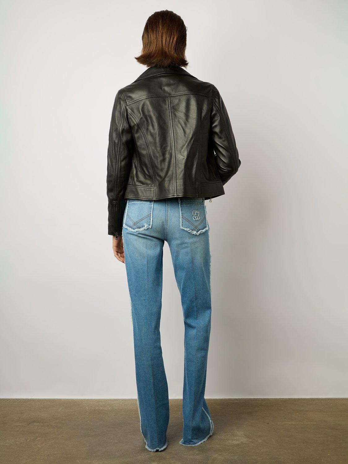 Product image 3 of 6, which shows Gerard Darel Nadege Leather Biker Jacket, Black, 6