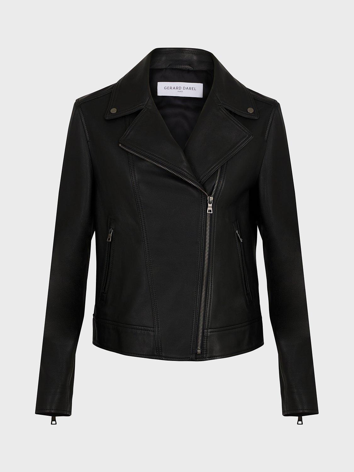 Product image 4 of 6, which shows Gerard Darel Nadege Leather Biker Jacket, Black, 6