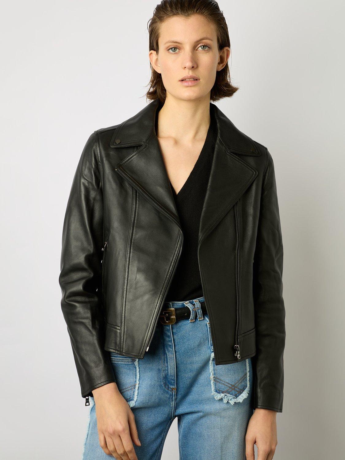 Product image 5 of 6, which shows Gerard Darel Nadege Leather Biker Jacket, Black, 6